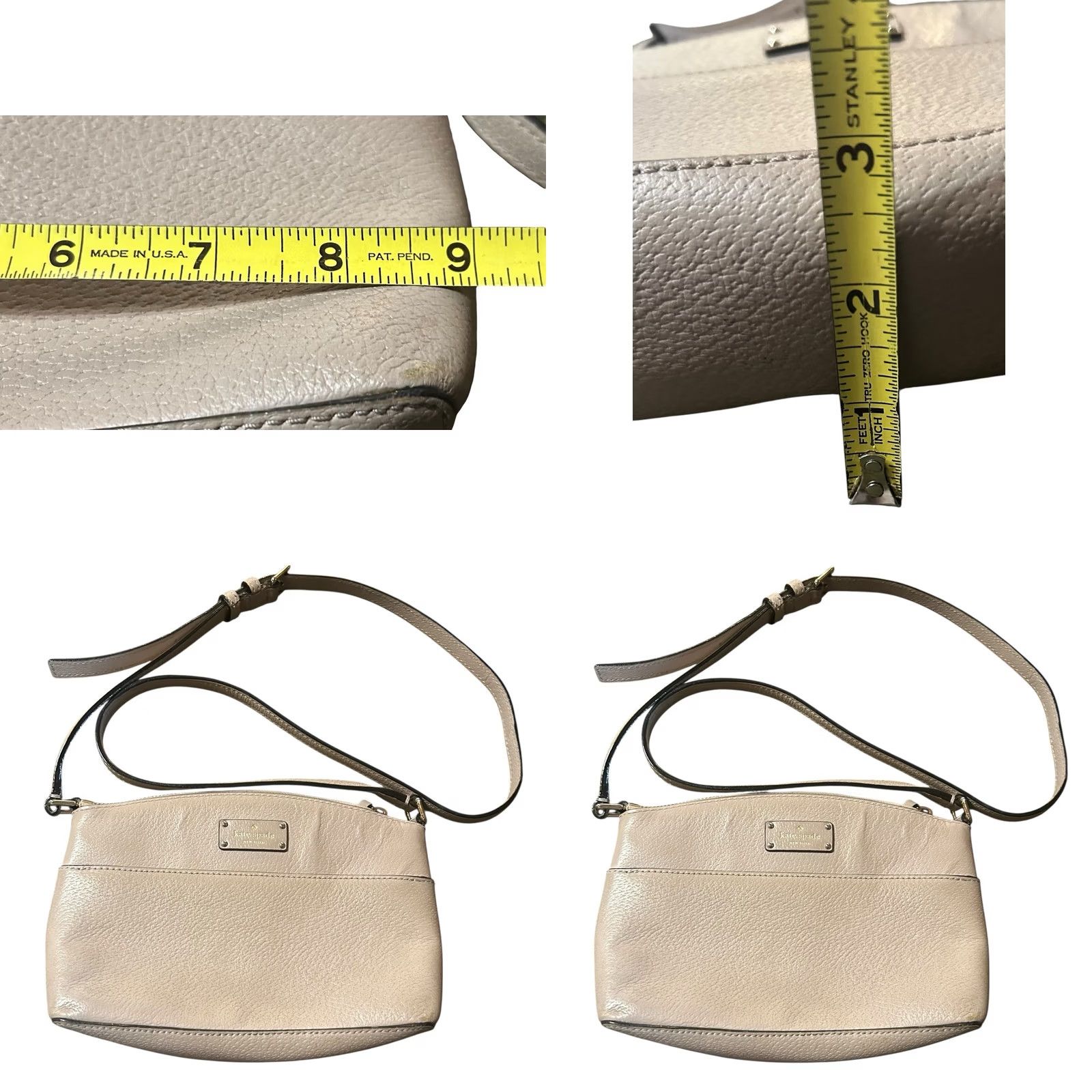 Vintage kate spade new york Cobble Hill Crossbody Bag Purse Taupe Small Leather Pebbled Zip Adjustable Strap Women Mens? No; Women Size ONE SIZE - 10 Thumbnail
