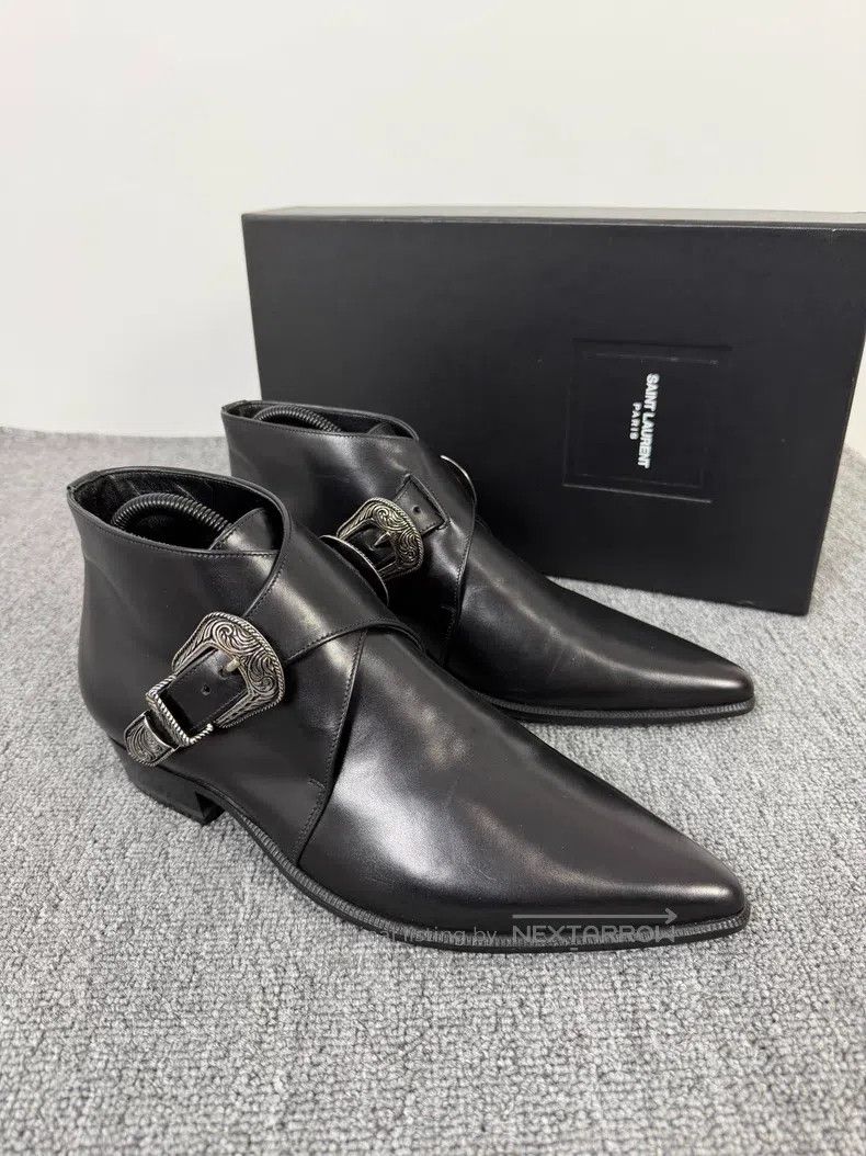 Saint Laurent Paris Saint Laurent Paris Chelsea boots with cross leather belt Size US 6 / EU 39 - 1 Thumbnail