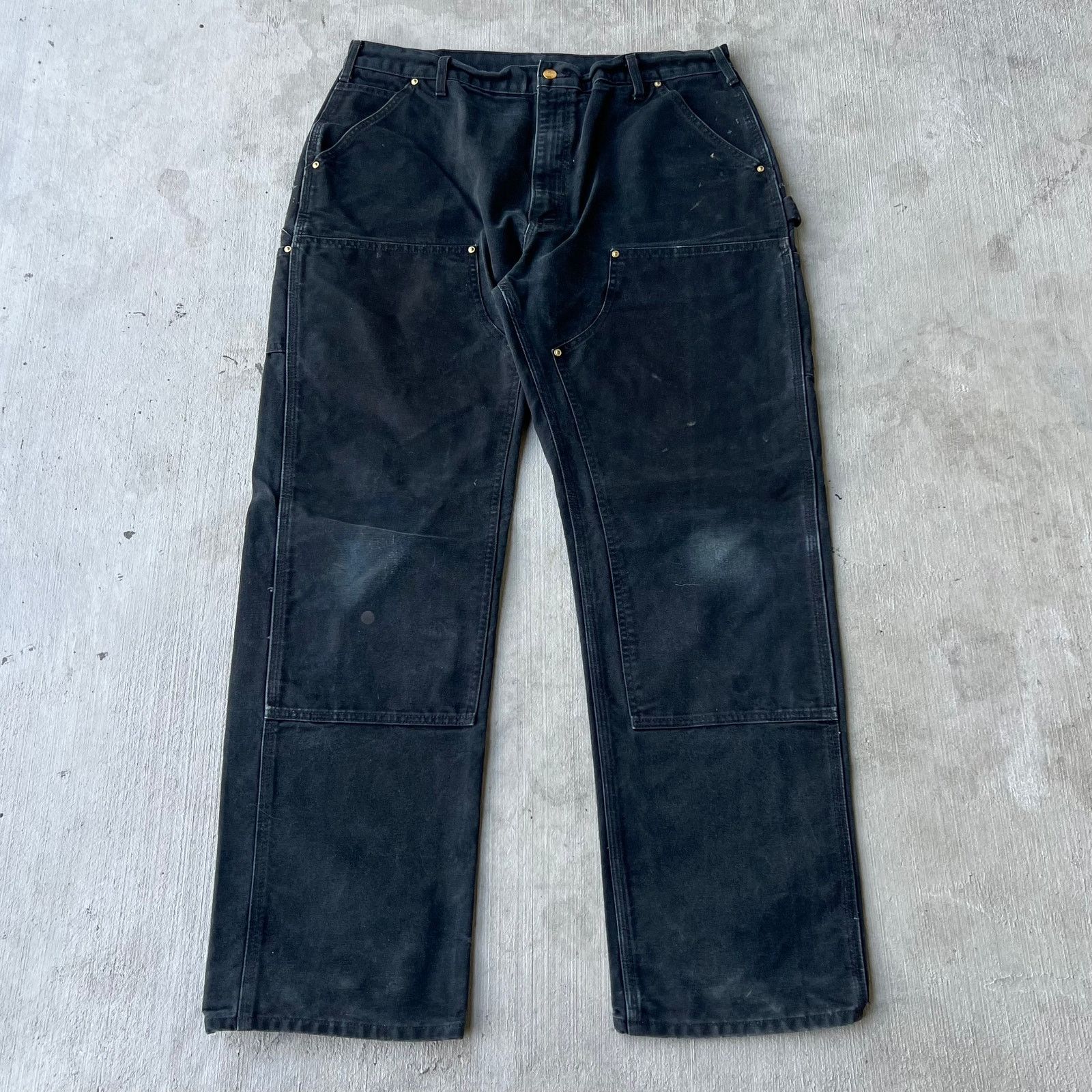 Carhartt × Vintage Carhartt faded black double knee work wear carpenter pants Size US 37 - 1 Thumbnail