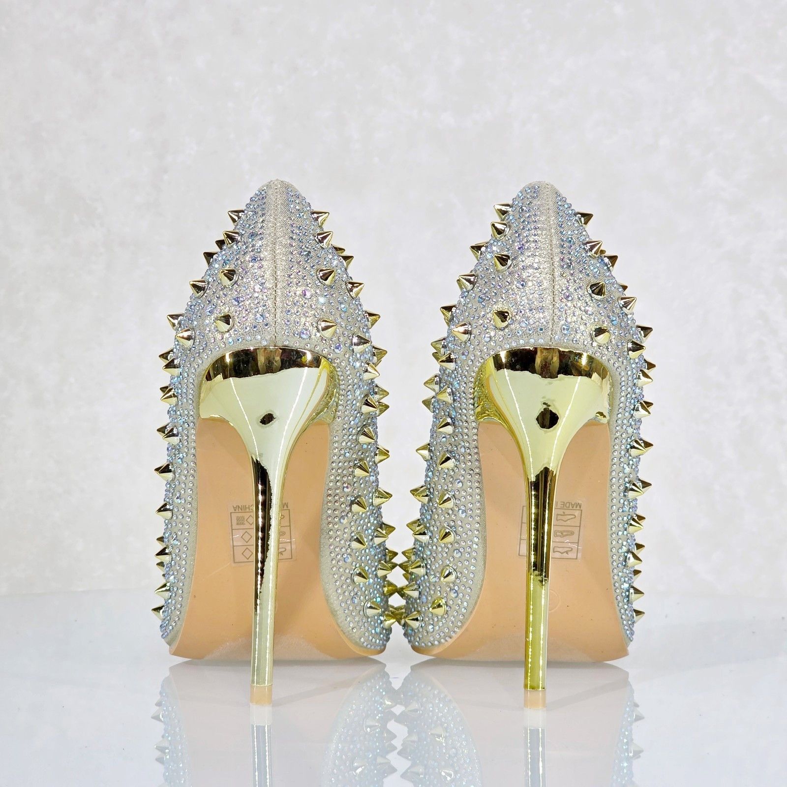 Other Wicked Sexy Spike Stud Iridescent Rhinestone High Heel Pump Size US 7.5 / IT 37.5 - 6 Thumbnail
