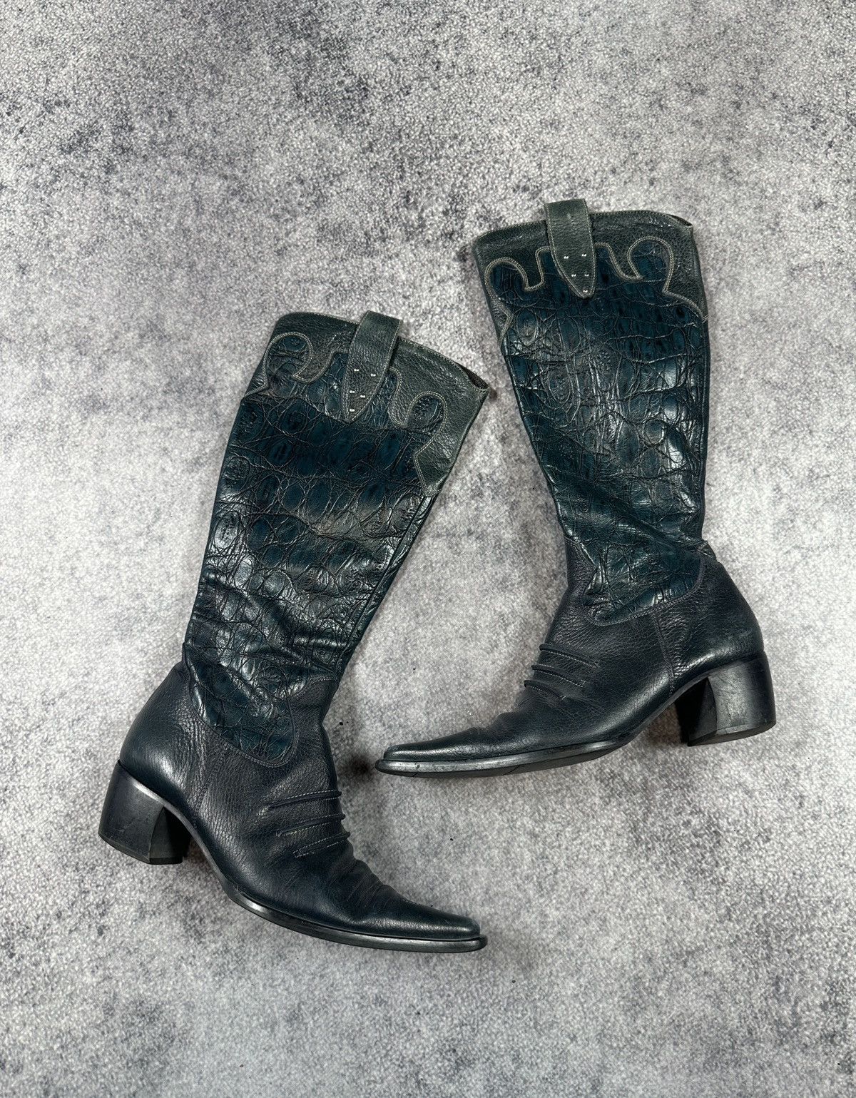 Vintage Y2K Vintage Leather Cowboy High Boots Streetwear Rare USA 37 Size US 7 / IT 37 - 1 Thumbnail