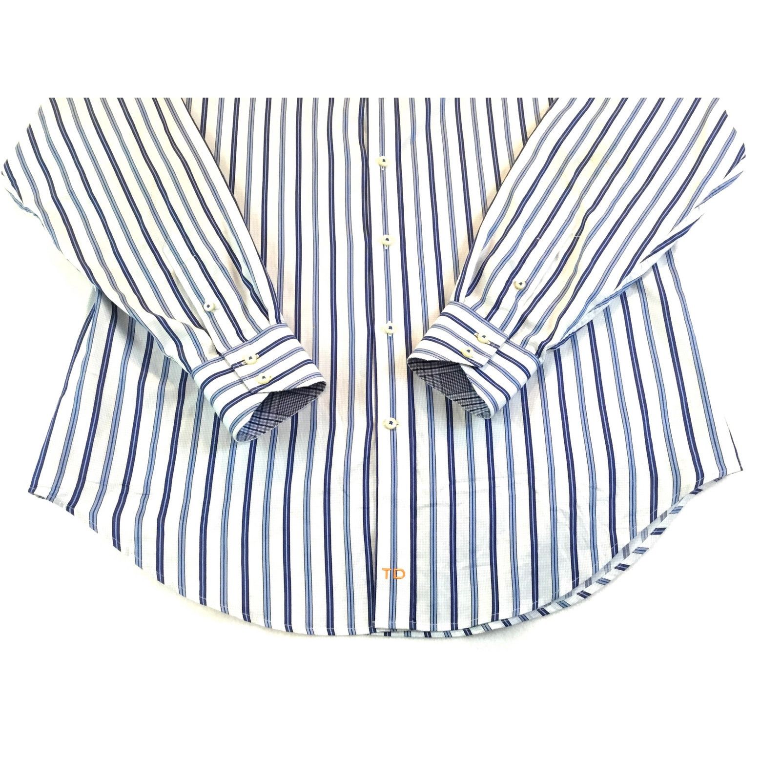 Thomas Dean Thomas Dean Shirt Blue Multi Stripe Long Slv Size Medium Size US M / EU 48-50 / 2 - 3 Thumbnail