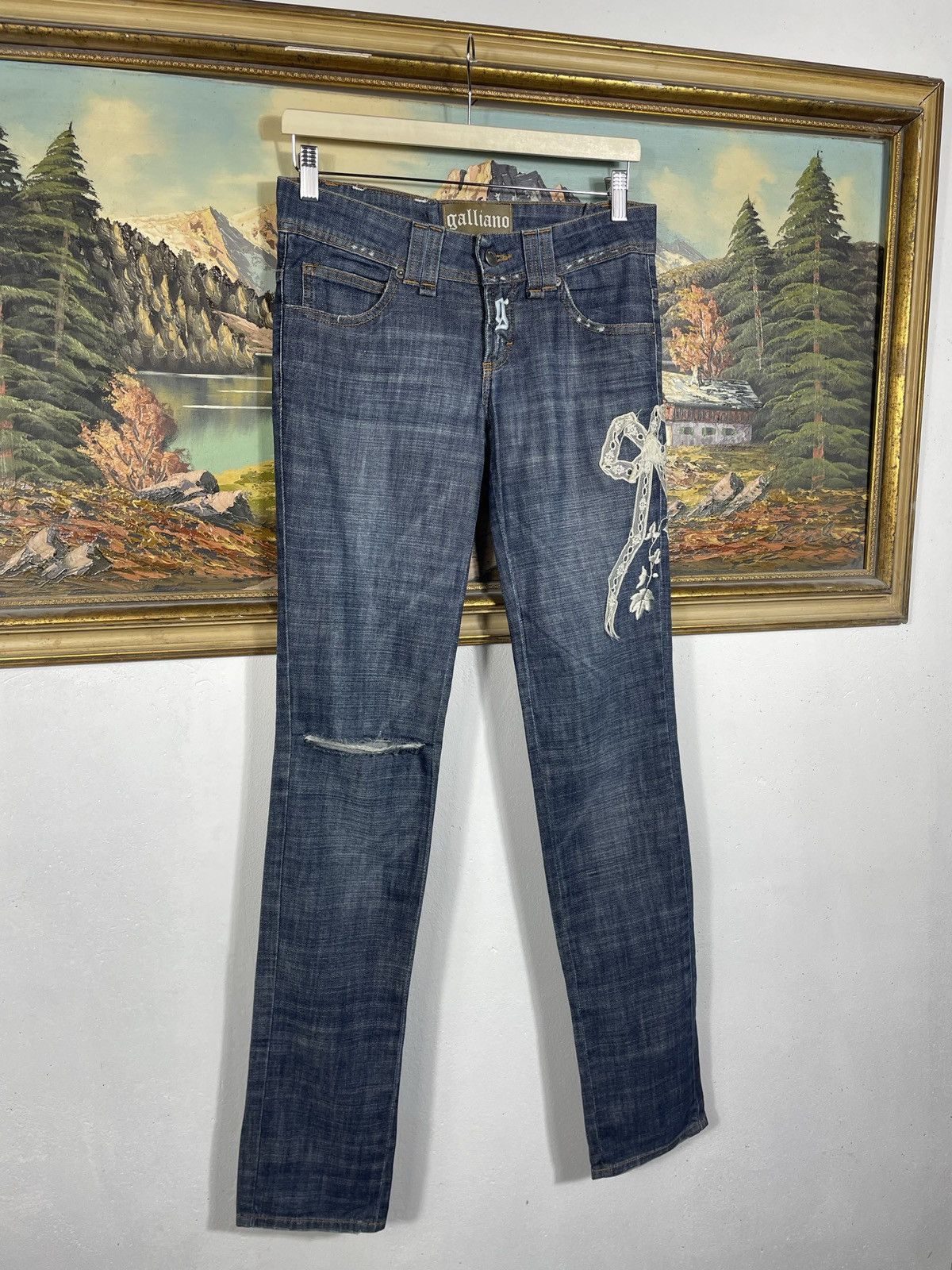 Designer × John Galliano × Vintage John Galliano Vintage Denim Jeans Trousers Coquette Pant Y2k Size 28" / US 6 / IT 42 - 3 Thumbnail