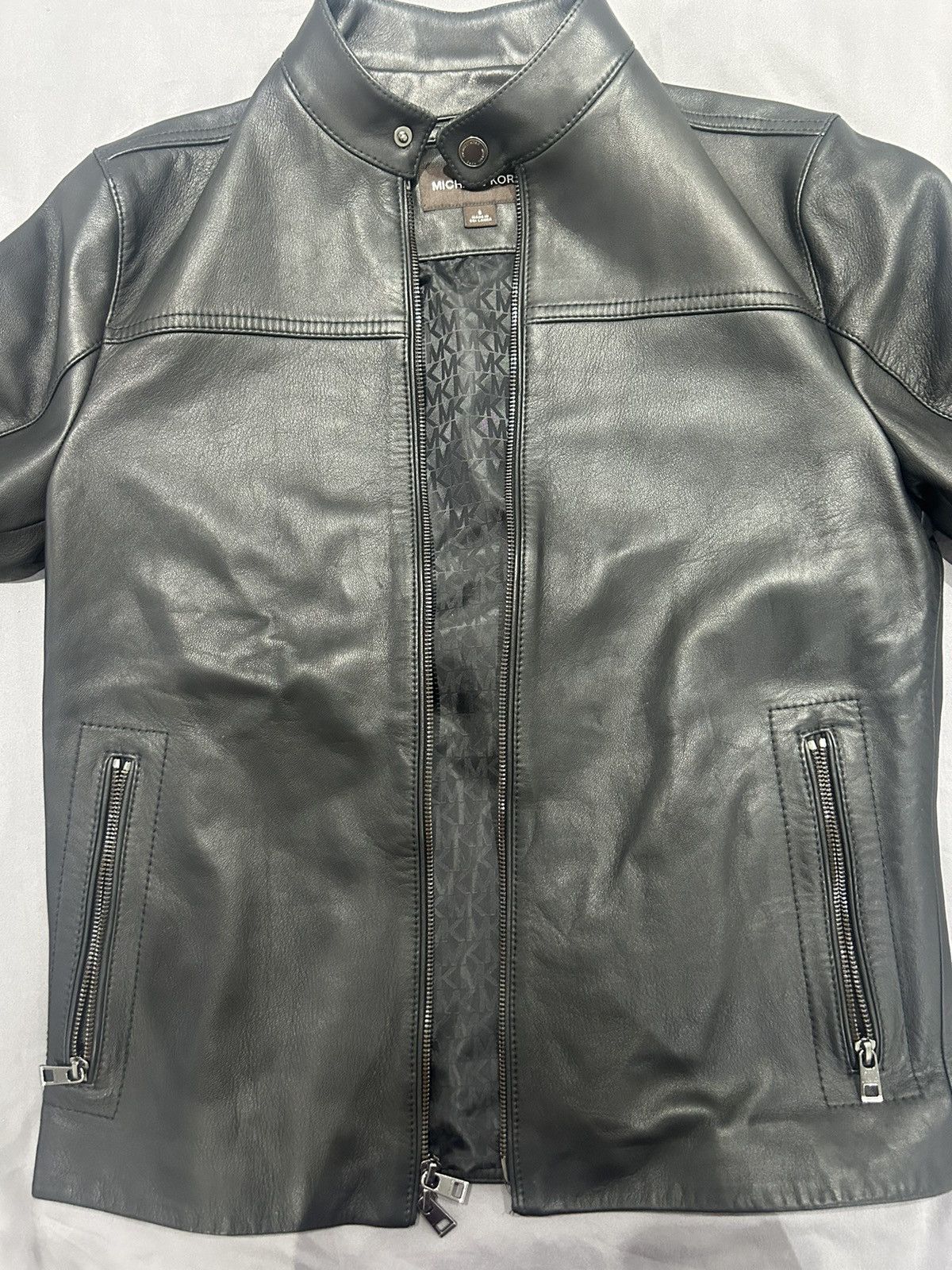 Michael Kors MICHAEL KORS MENS Leather Racer Jacket Size US S / EU 44-46 / 1 - 6 Thumbnail