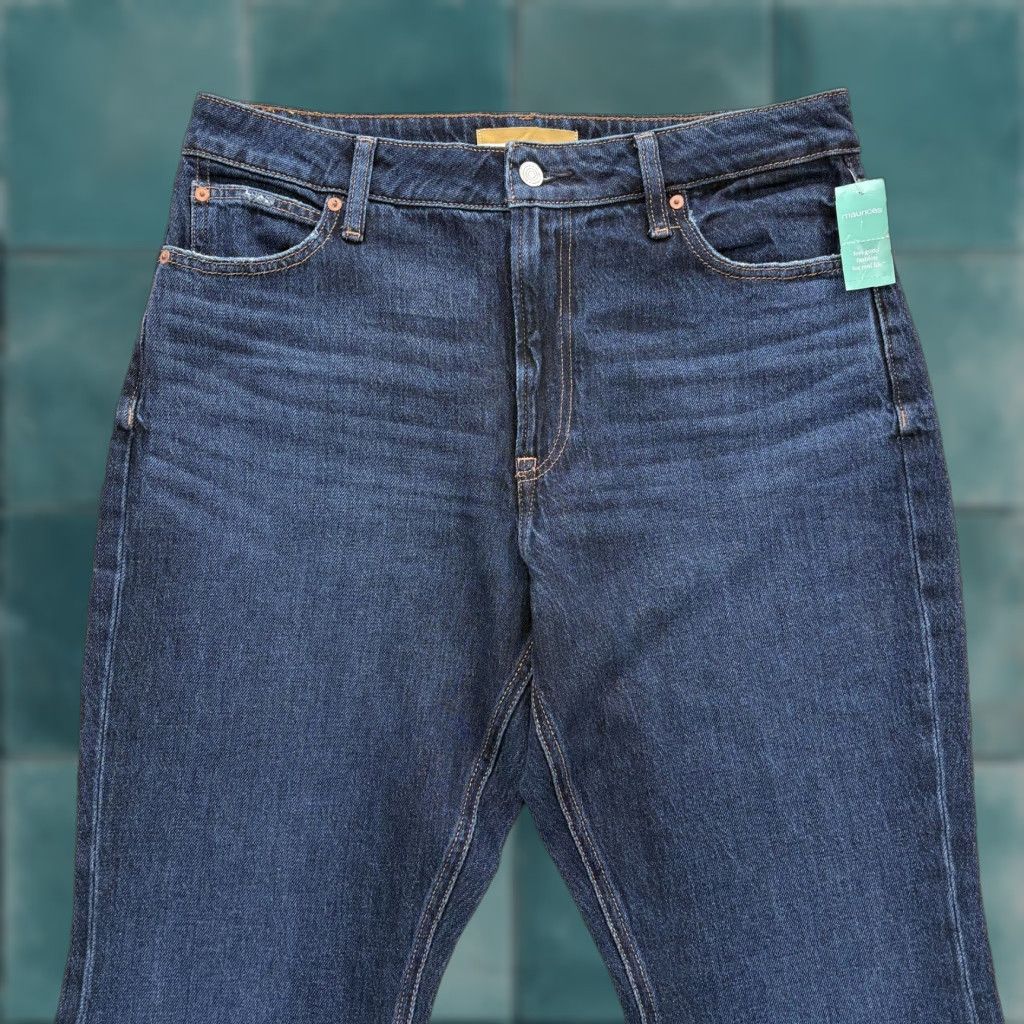 Vintage Maurices 90s Flare Jeans Womens 12 Short Blue High Rise Curvy Fit Stretch Denim Pants Size 34" / US 12 / IT 48 - 1 Thumbnail