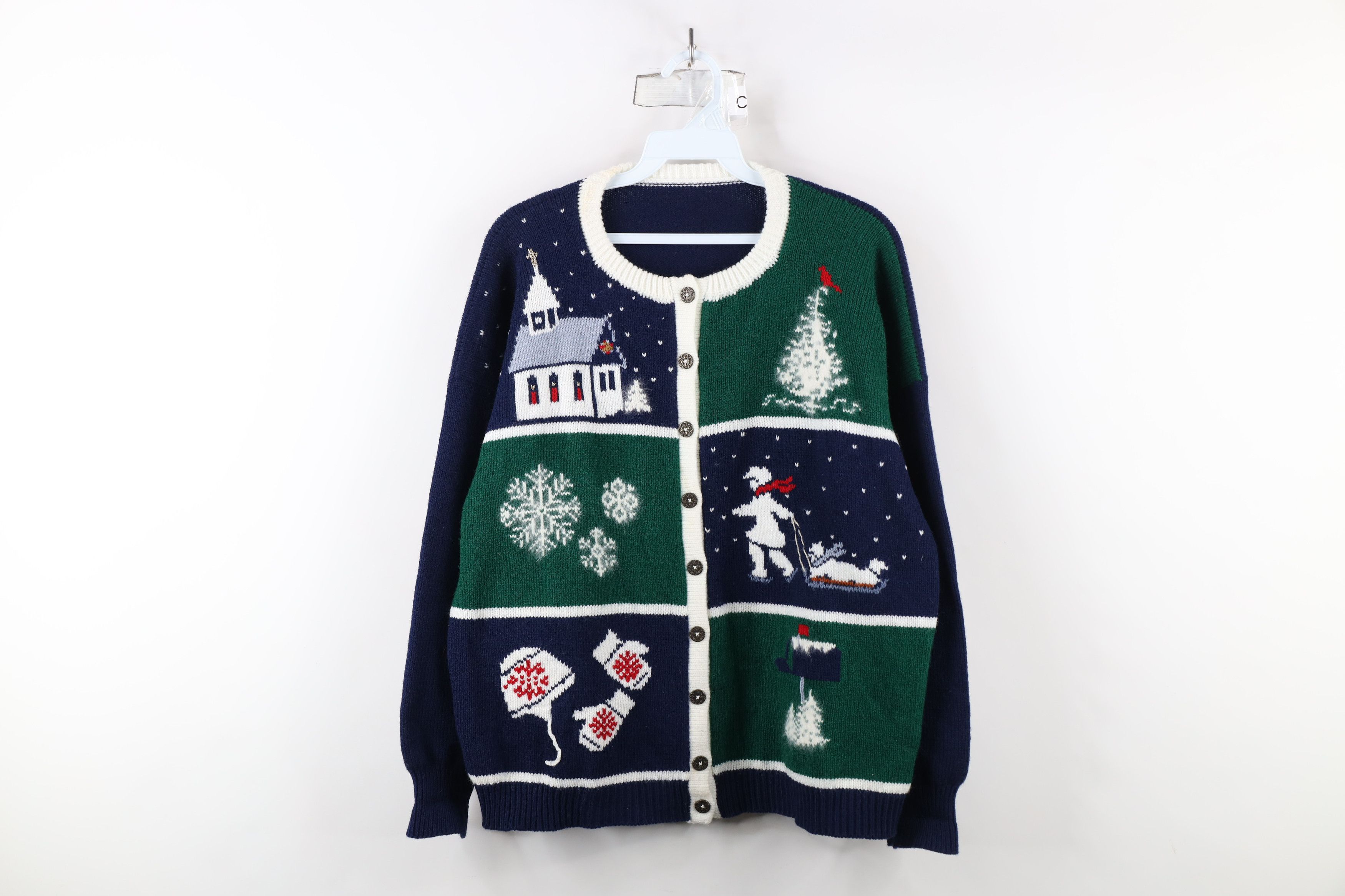 Vintage Vintage 90s Streetwear Christmas Winter Cardigan Sweater Size L / US 10 / IT 46 - 1 Thumbnail