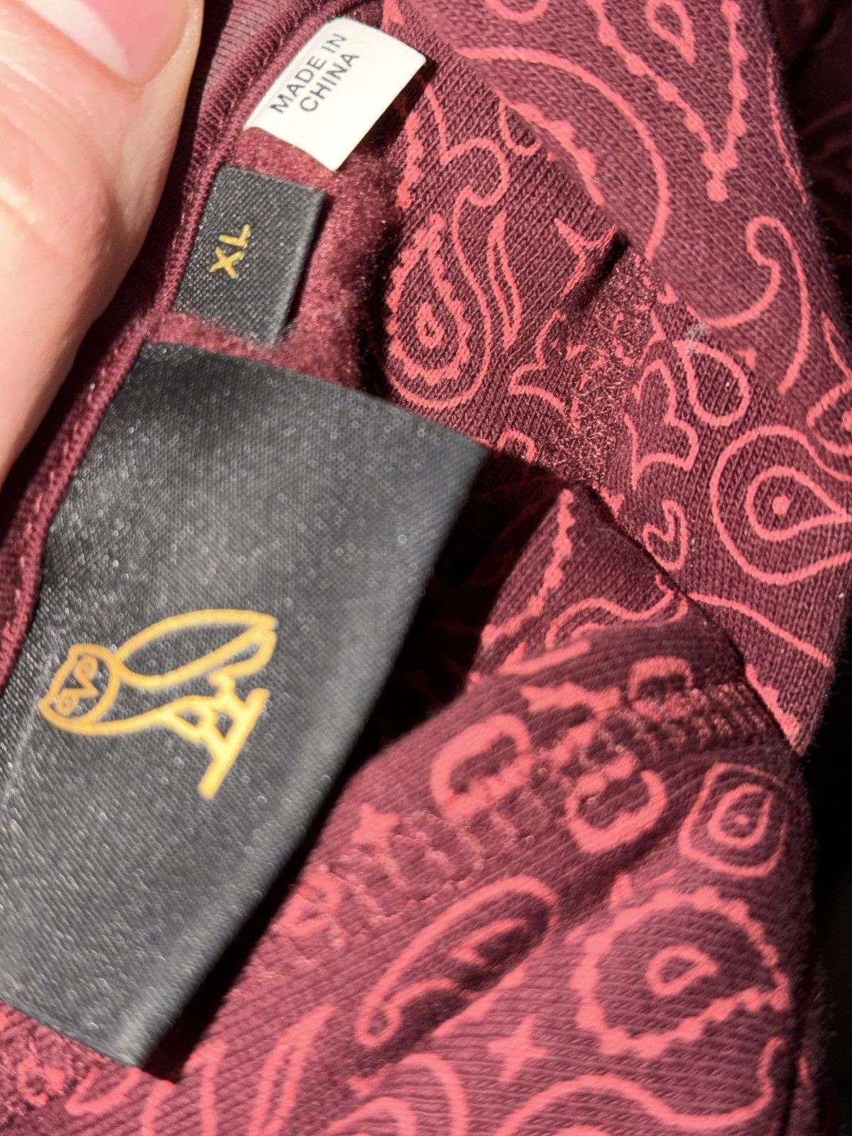 Drake *RARE* OVO Collegiate Hoodie (FW22) Merlot/Paisley Size US XL / EU 56 / 4 - 6 Thumbnail