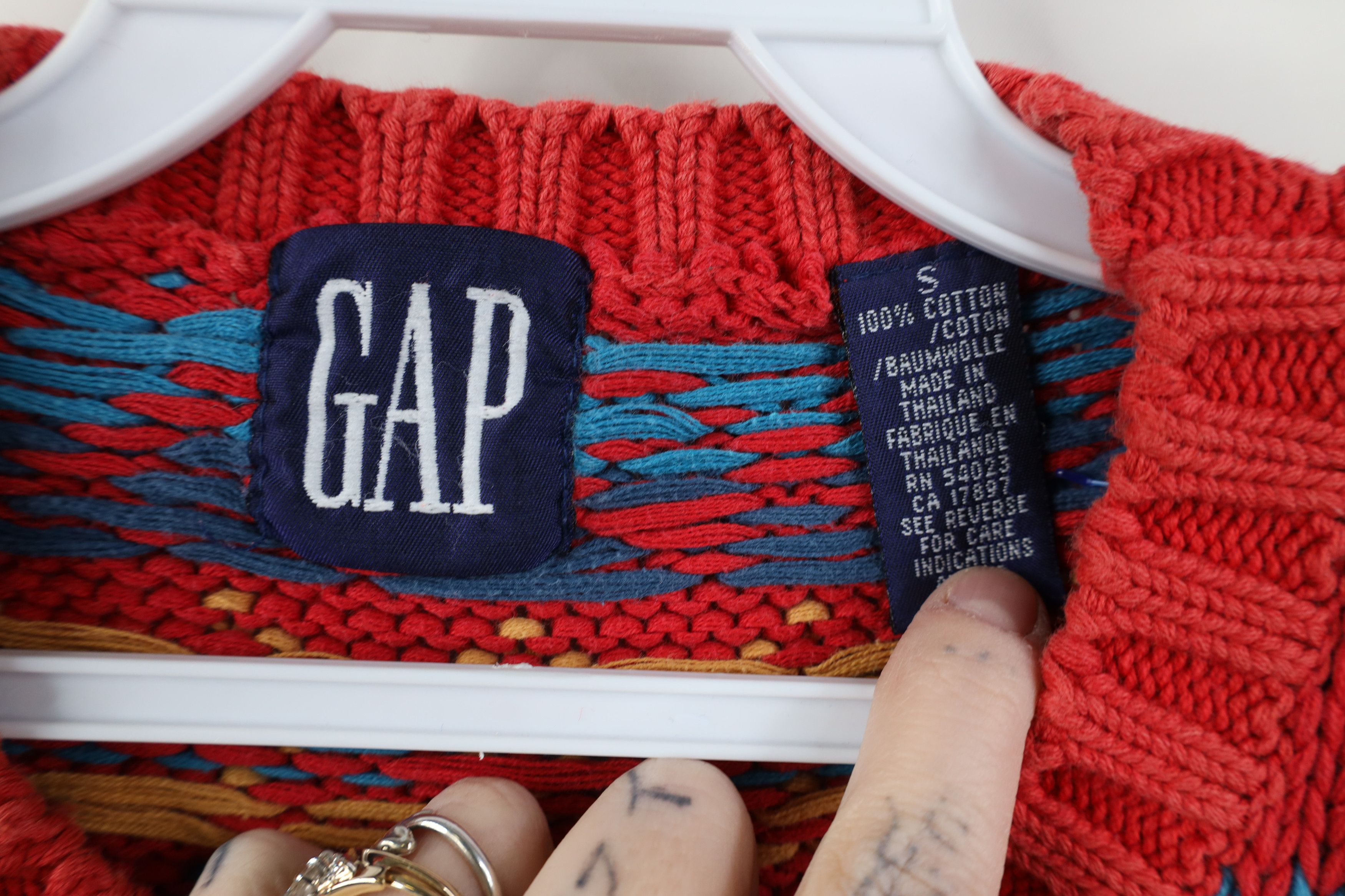 Gap Vintage 90s Gap Heavy Fair Isle Cotton Knit Sweater Babydoll Size S / US 4 / IT 40 - 7 Thumbnail