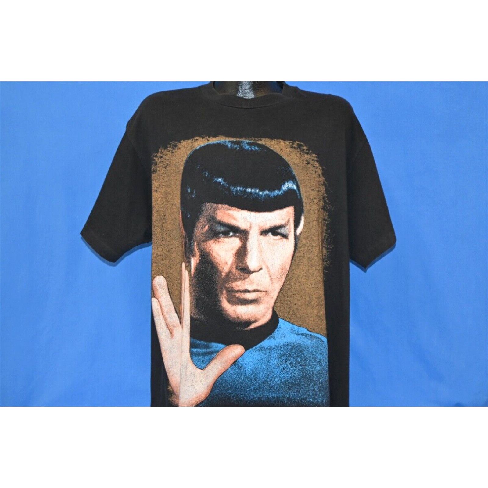 image of Vintage 90's Spock Star Trek Live Long Prosper Leonard Nimoy Big Print T-Shirt XL in White, Men's