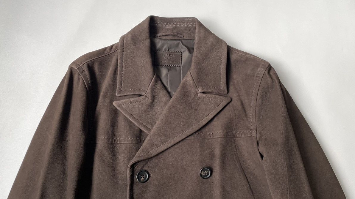 Prada Early 2000s Leather Mac / Pea Coat Size US M / EU 48-50 / 2 - 2 Thumbnail