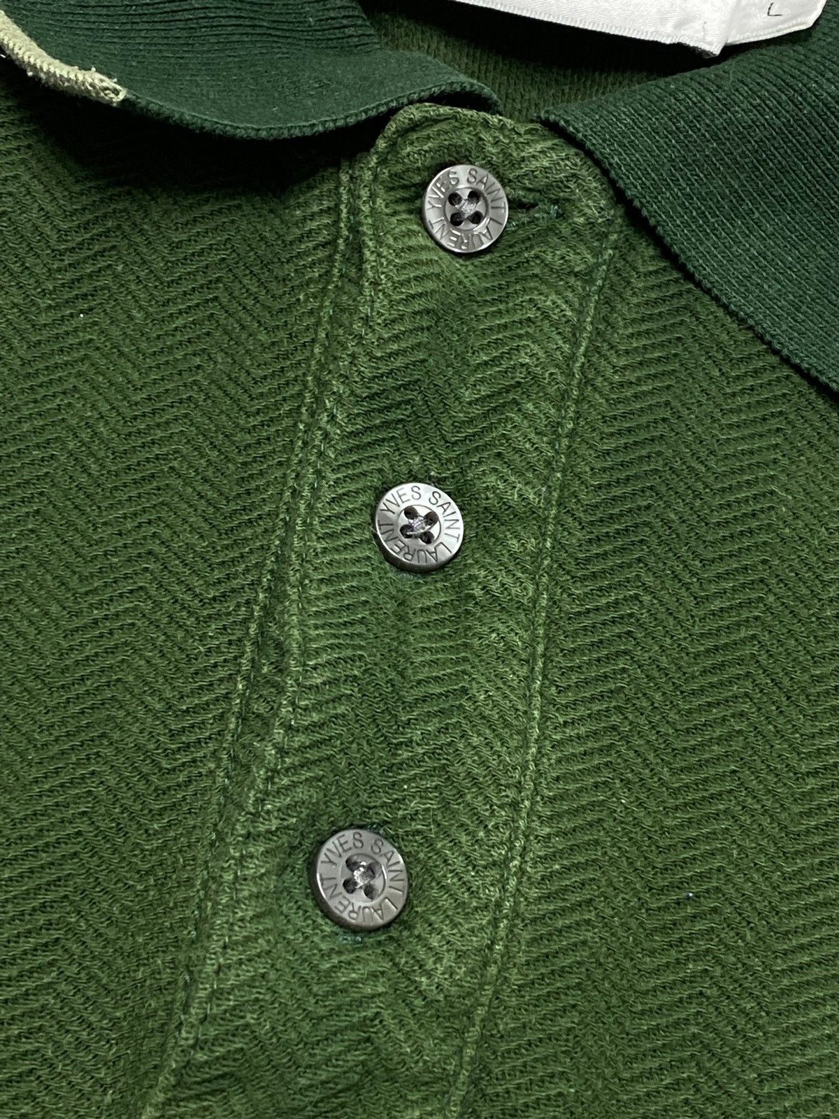 Vintage Vintage YVES SAINT LAURENT Green Texture Polo Shirt Size US L / EU 52-54 / 3 - 3 Thumbnail
