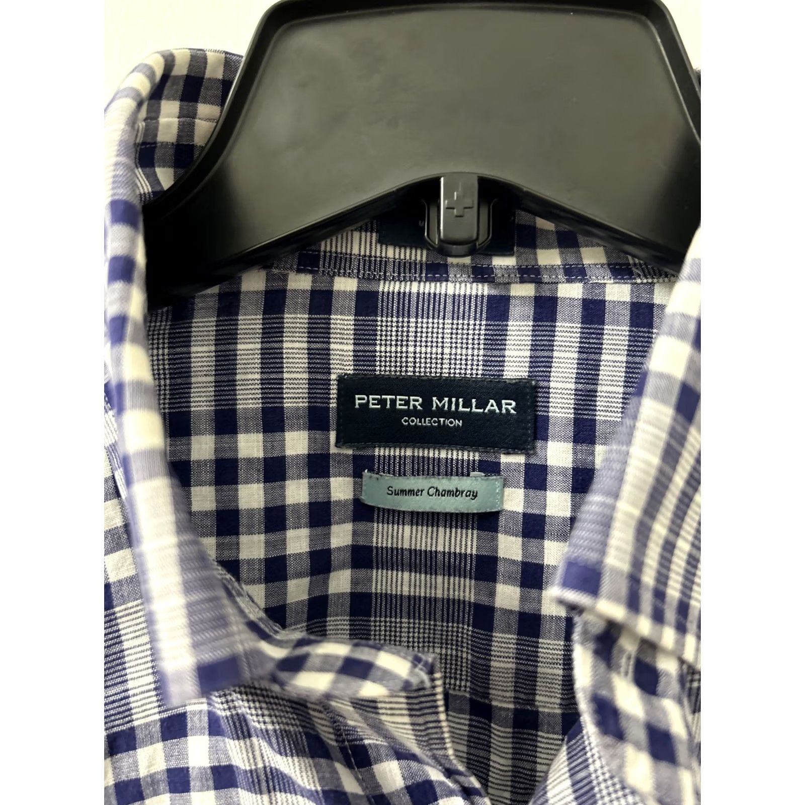 Peter Millar Peter Millar Summer Chambray Shirt Mens Large Blue White Plaid Casual Button Up Size US L / EU 52-54 / 3 - 6 Thumbnail