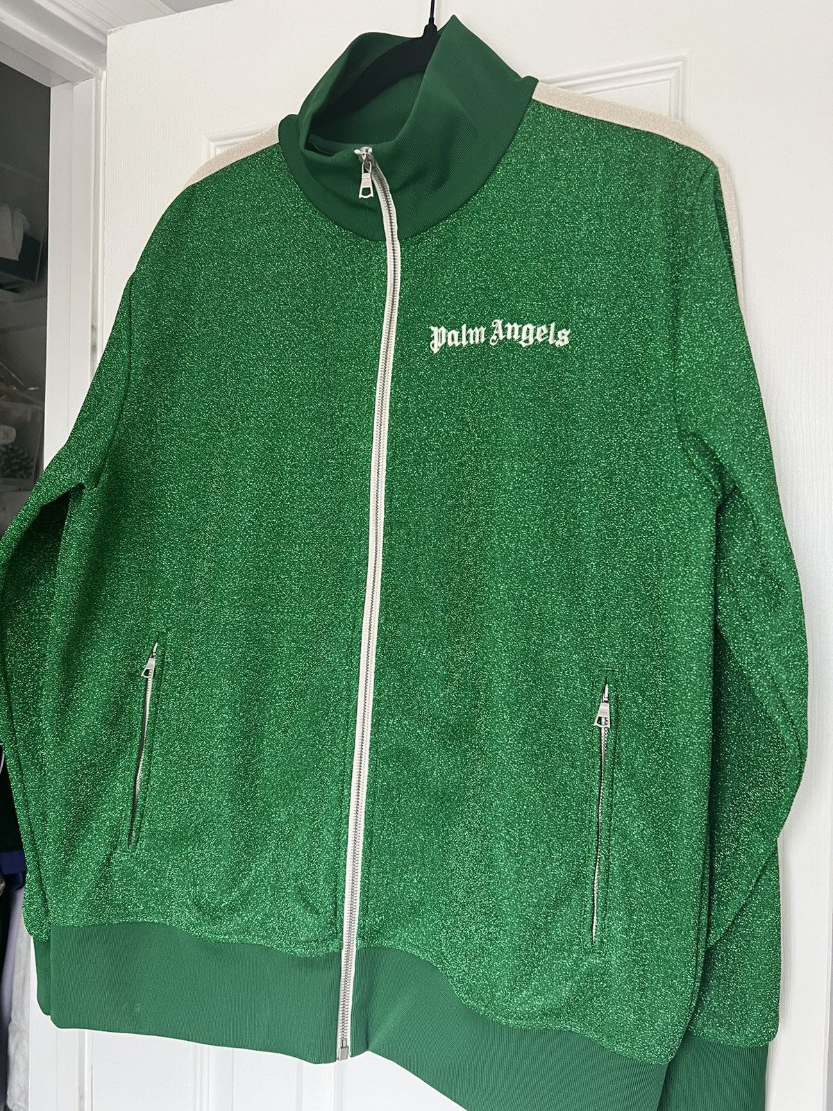 image of Palm Angels Track Jacket - Zip Up in Green, Men's (Size XL)