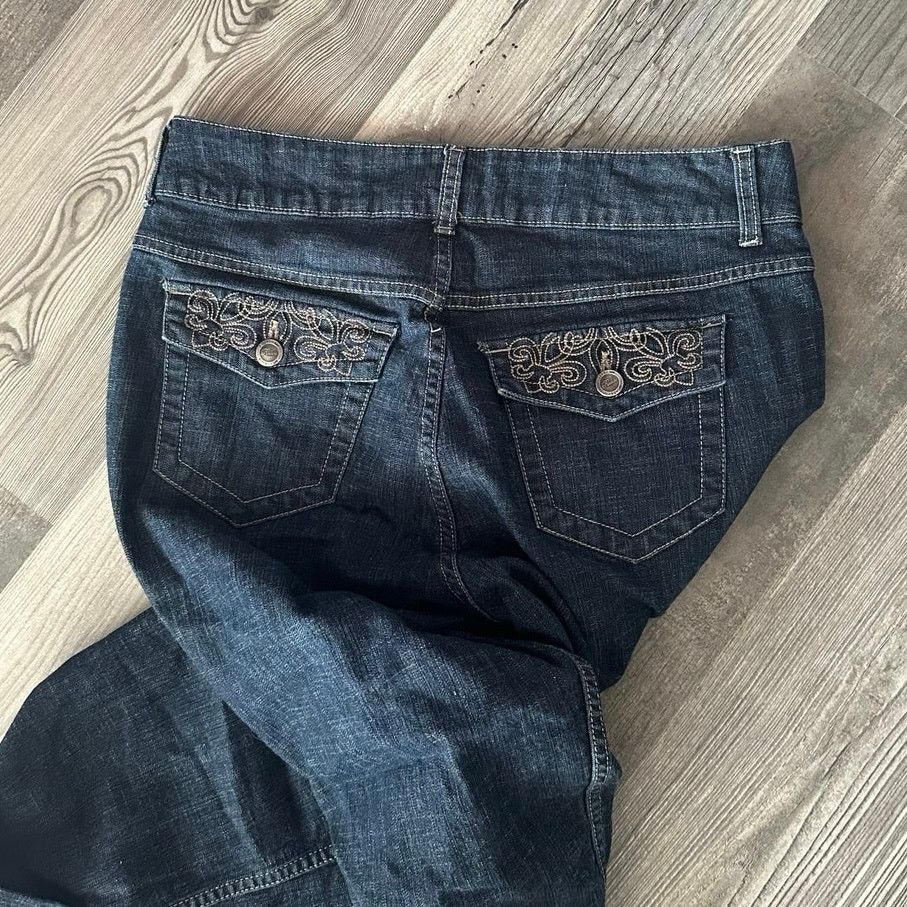 Lee riders by lee dark blue embroidered denim capris jeans Size 38" / US 16 / IT 52 - 2 Thumbnail