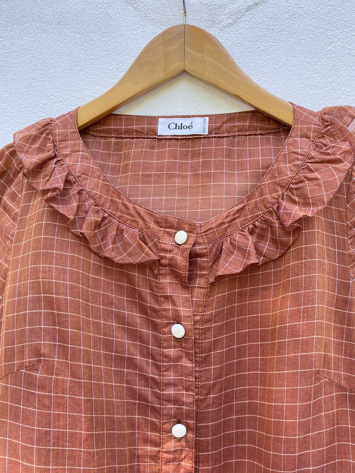 Chloe Chloe Plaid Shirt with Round Neck and Ruffles Size M / US 6-8 / IT 42-44 - 9 Thumbnail