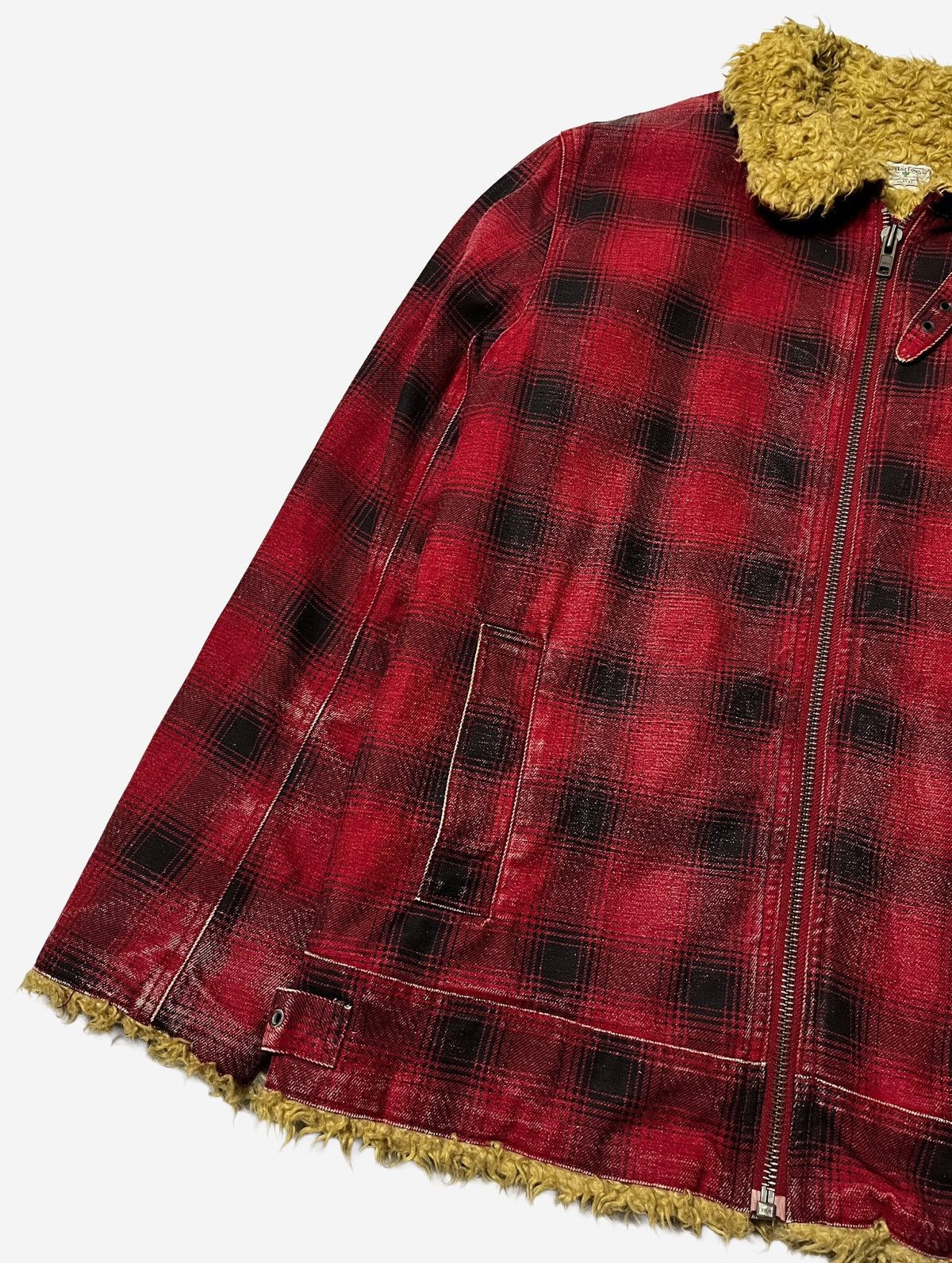Japanese Brand MARIOND SUN FADED PLAID FAUX FUR ZIP JACKET Size US L / EU 52-54 / 3 - 8 Thumbnail