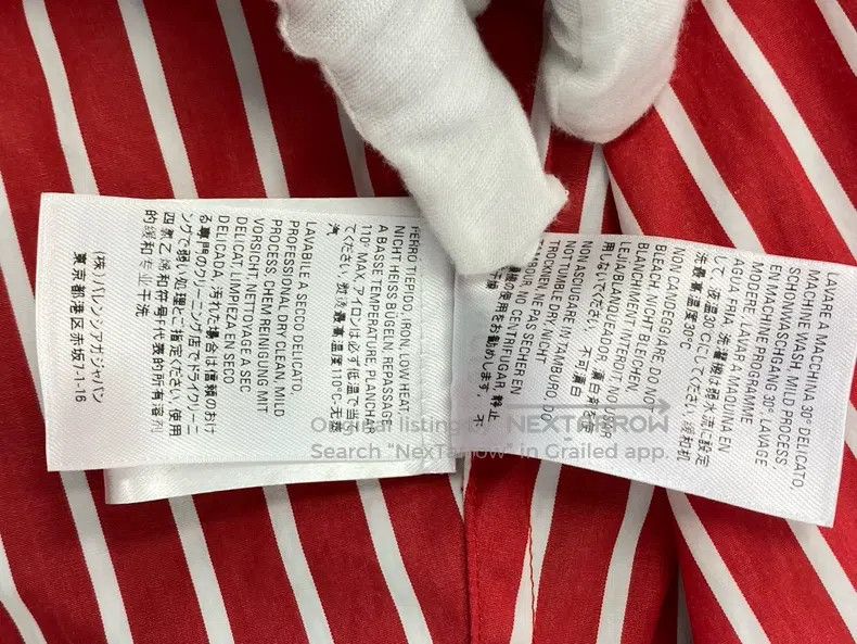 Balenciaga Balenciaga Red and White Striped Cotton Shirt Size XXS / US 00 / IT 34 - 8 Thumbnail
