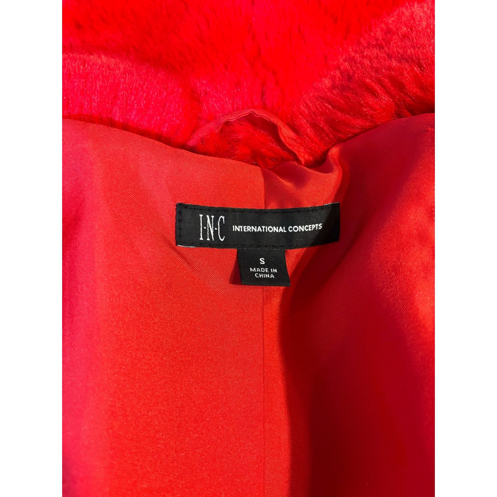 The Unbranded Brand I.N.C. Faux Fur Bright Red Coat Size Small Size S / US 4 / IT 40 - 6 Thumbnail