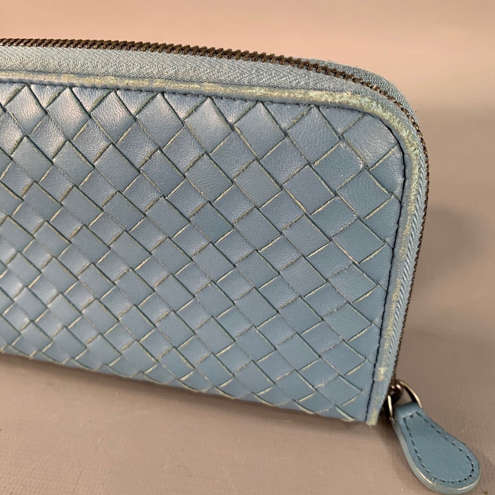 Bottega Veneta Blue Woven Intrecchiato Leather Zipper Checkbook Wallet Size ONE SIZE - 5 Thumbnail