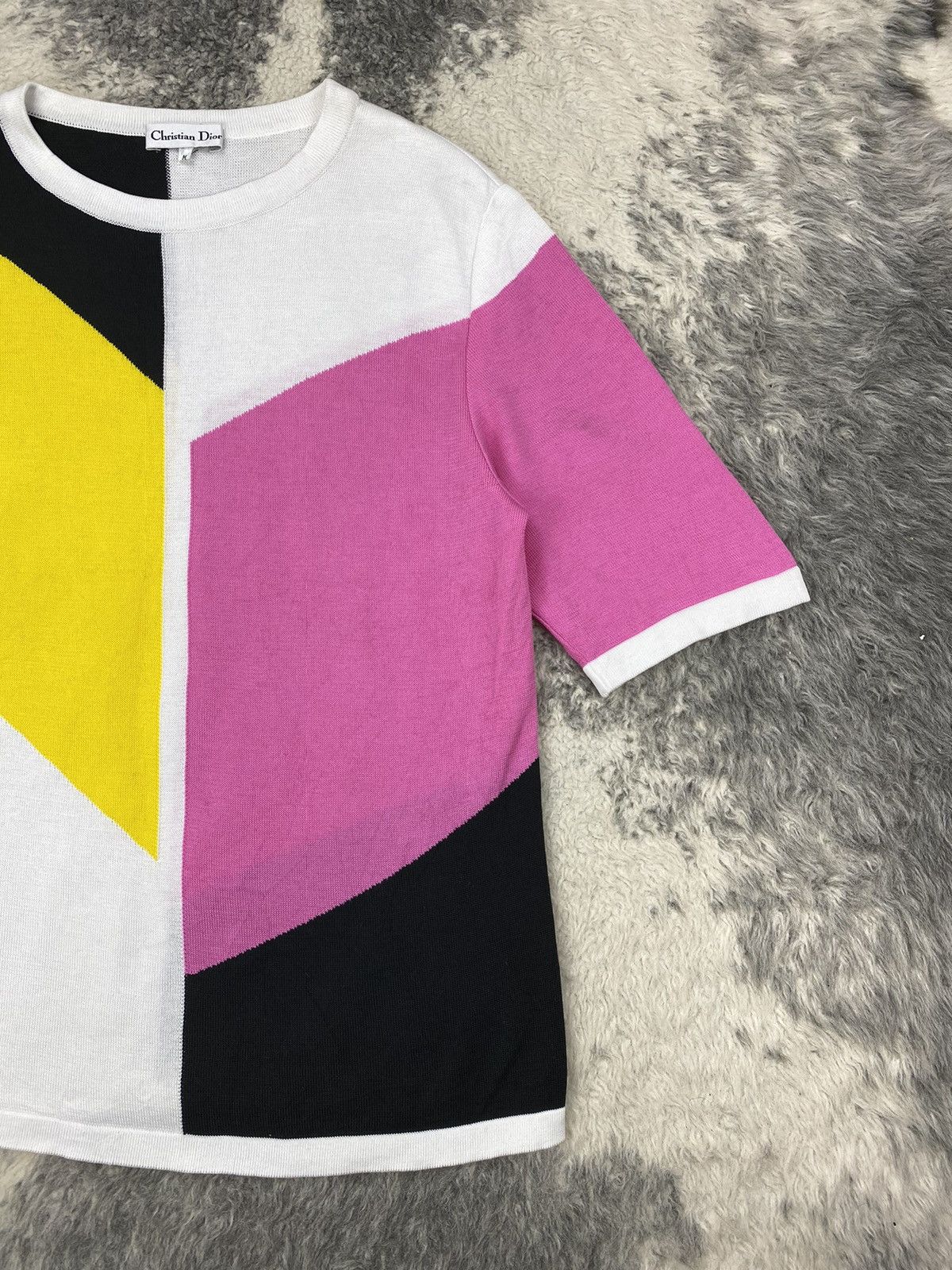 Christian Dior Monsieur × Dior Vintage CHRISTIAN DIOR Parallelograms Geometric Knit Shirt Size M / US 6-8 / IT 42-44 - 5 Thumbnail