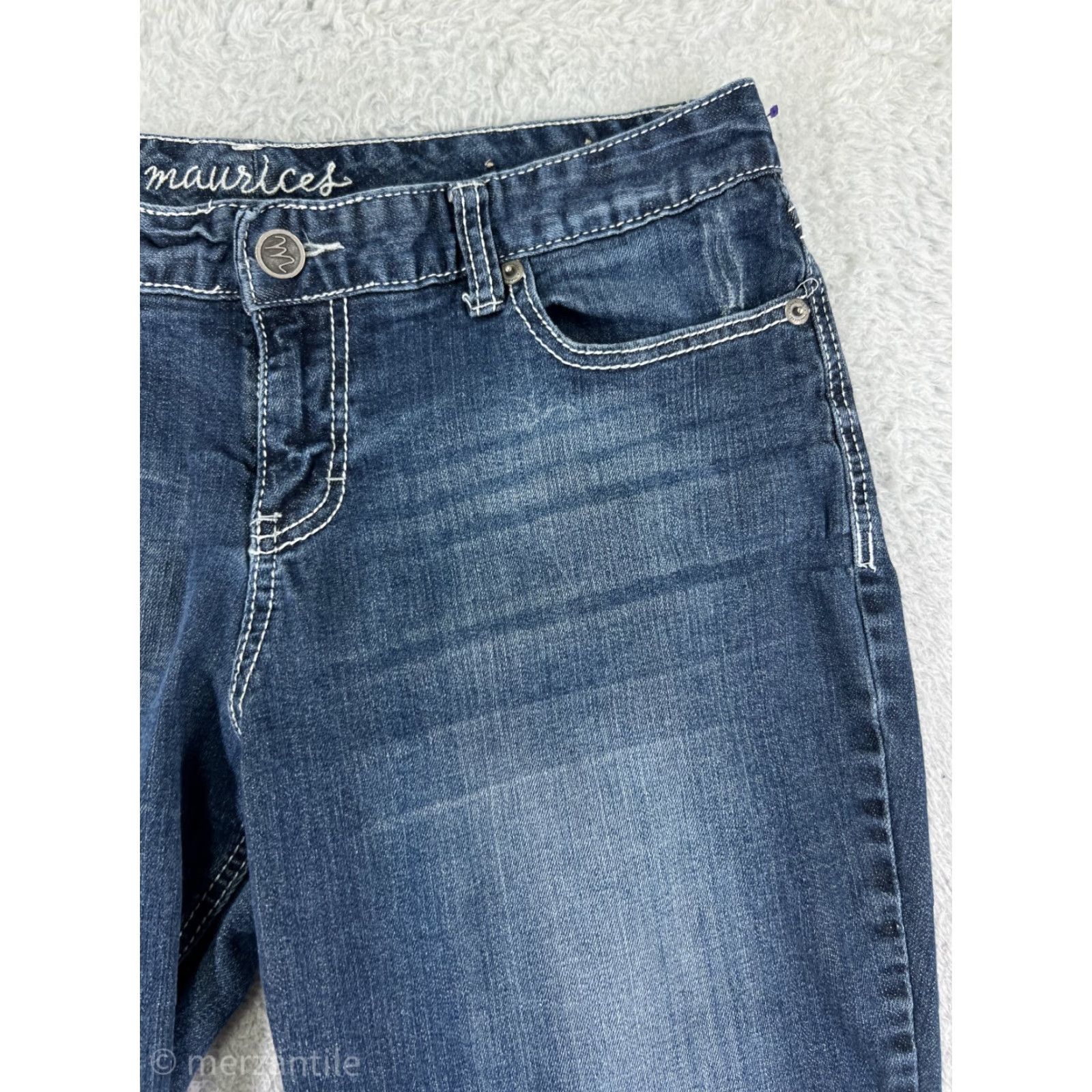 Vintage Maurices Jeans Womens 13 Blue Denim Bootcut Embroidered Cotton Blend Size 34" / US 12 / IT 48 - 7 Thumbnail