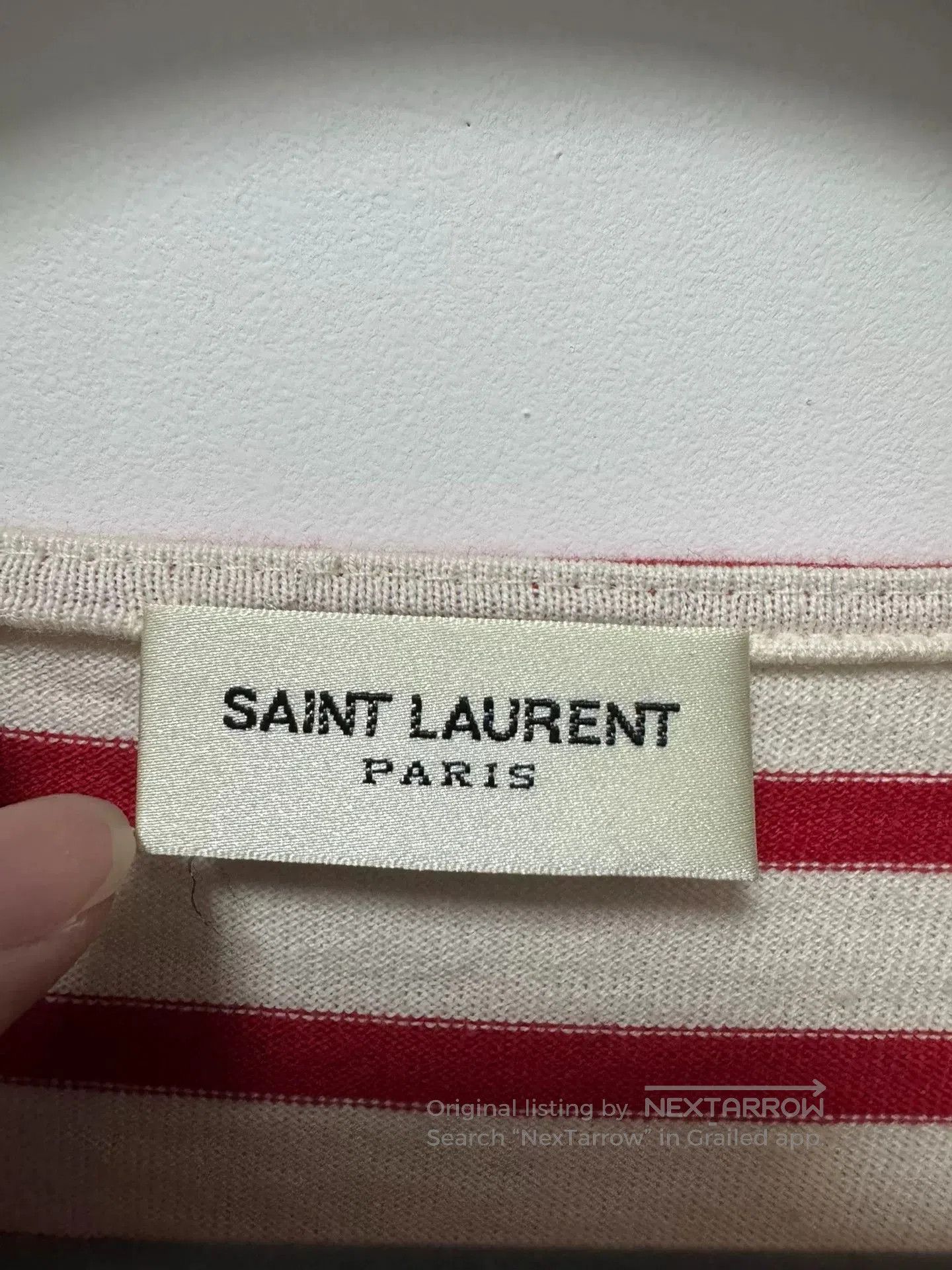 Saint Laurent Paris Saint Laurent Red and White Striped T. Size US S / EU 44-46 / 1 - 6 Thumbnail