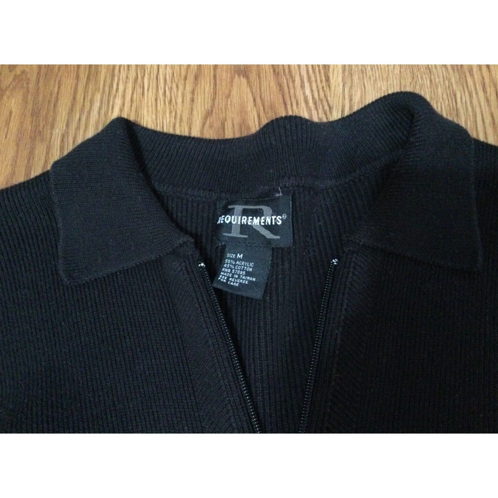Vintage Requirements Women's Black Cardigan Sweater with Zipper Front and Pockets, Size Medium, Black, Casual, Long Sleeve Size M / US 6-8 / IT 42-44 - 2 Thumbnail