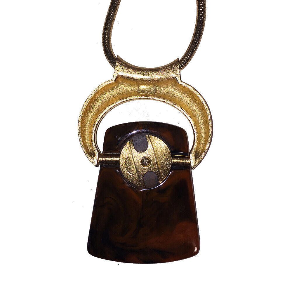 Lanvin Snake Chain Bakelite Brown Pendant Necklace Kiera Knightly Size ONE SIZE - 4 Thumbnail