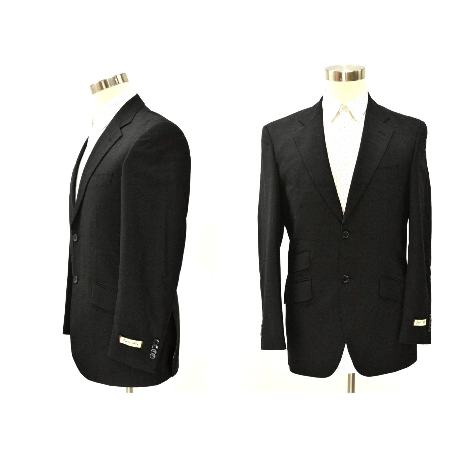 image of Vintage New Bulgarini Super 130's Black Tonal Plaid Wool Blazer Mens L Italy in White (Size 42R)