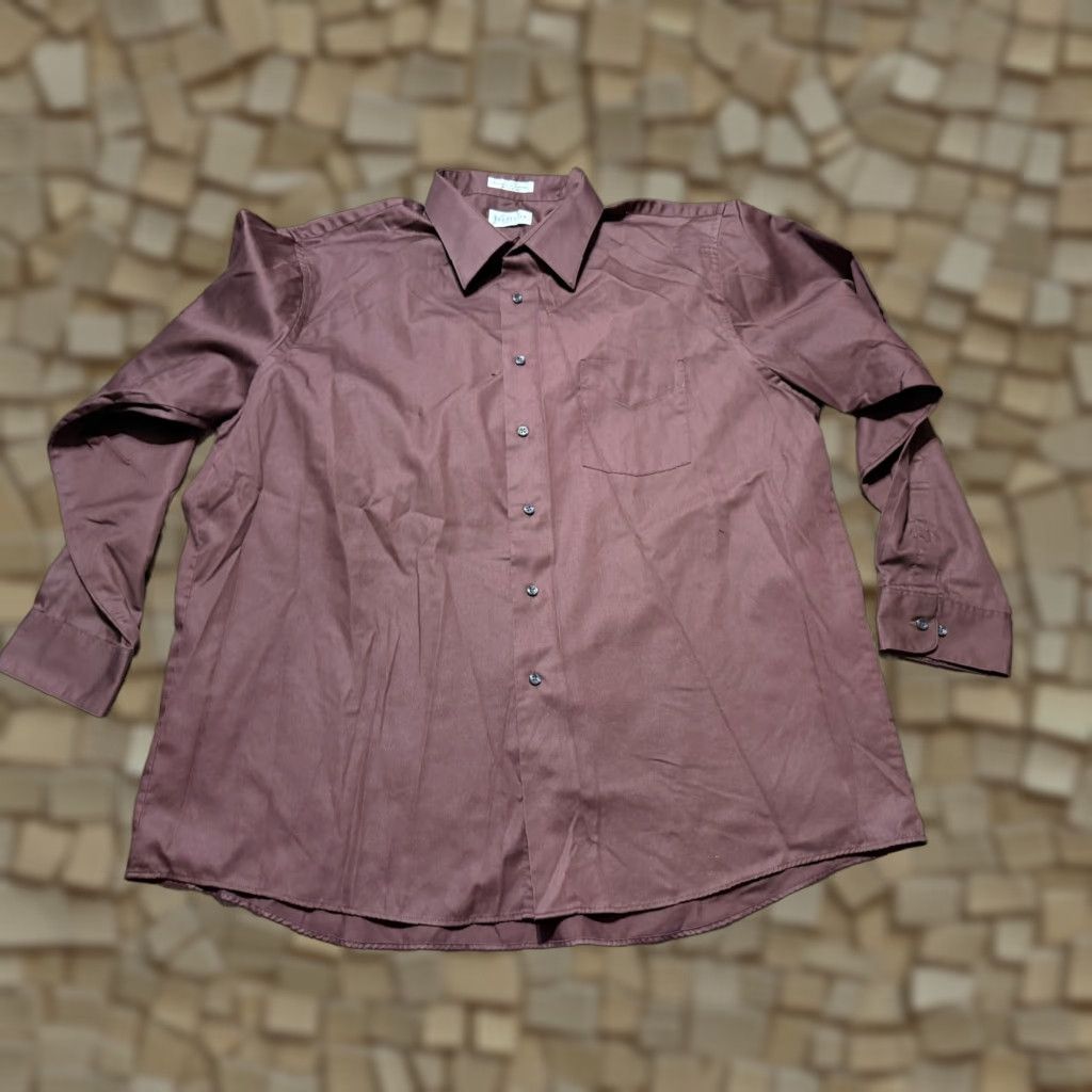 Van Heusen Van Heusen Shirt Men's Size 34/35 Brown Long Sleeve Button Up Silk Sateen Size US L / EU 52-54 / 3 - 1 Thumbnail