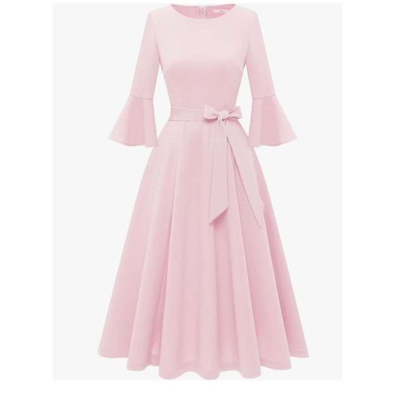 The Unbranded Brand Women's 2XL Bell Sleeve Cocktail Modest Dress Pale Pink Size XXL / US 16-18 / IT 52-54 - 1 Thumbnail