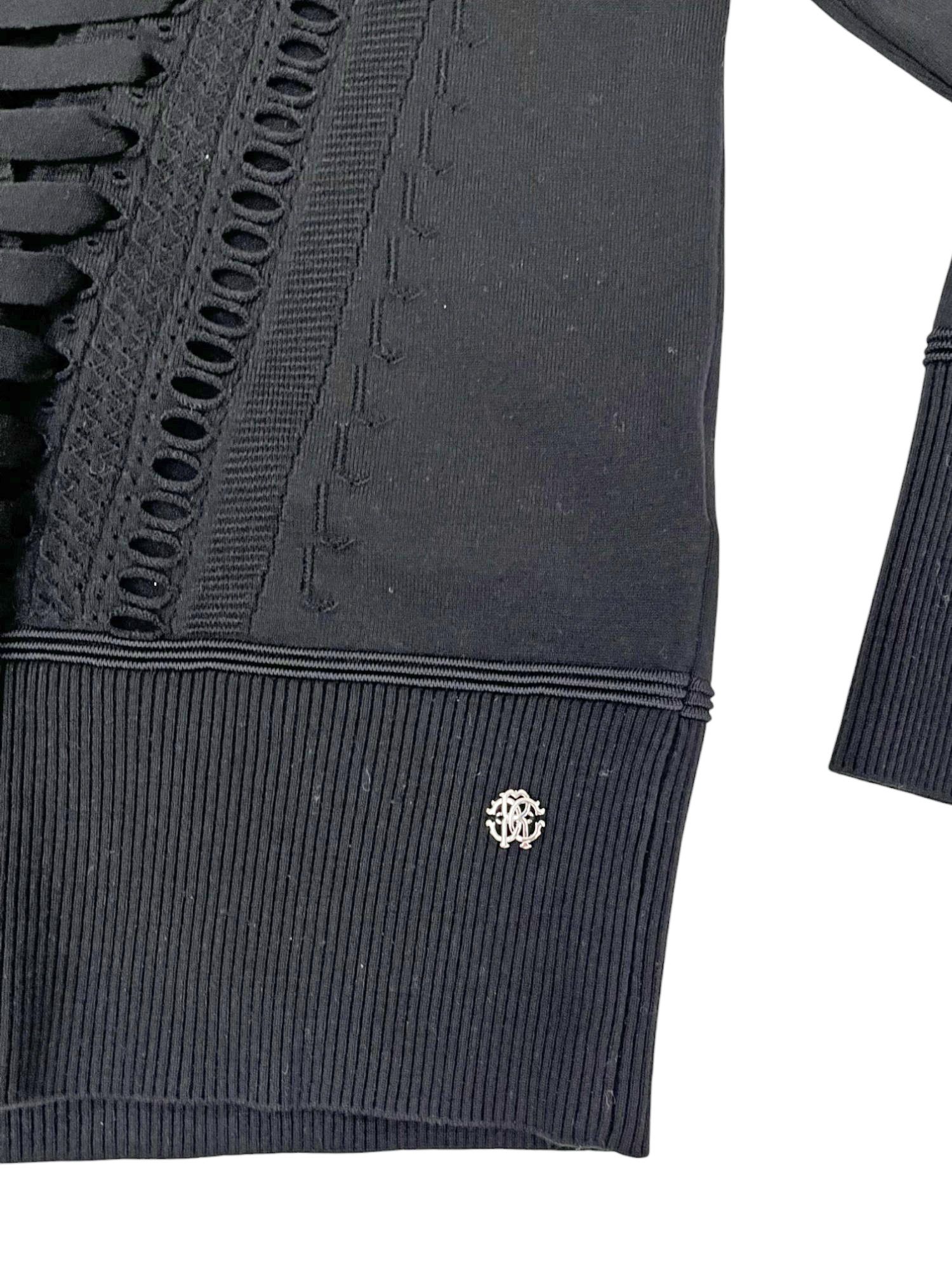 Roberto Cavalli F/W 2012 Black Cut-Out Wool Longsleeve Size S / US 4 / IT 40 - 10 Thumbnail