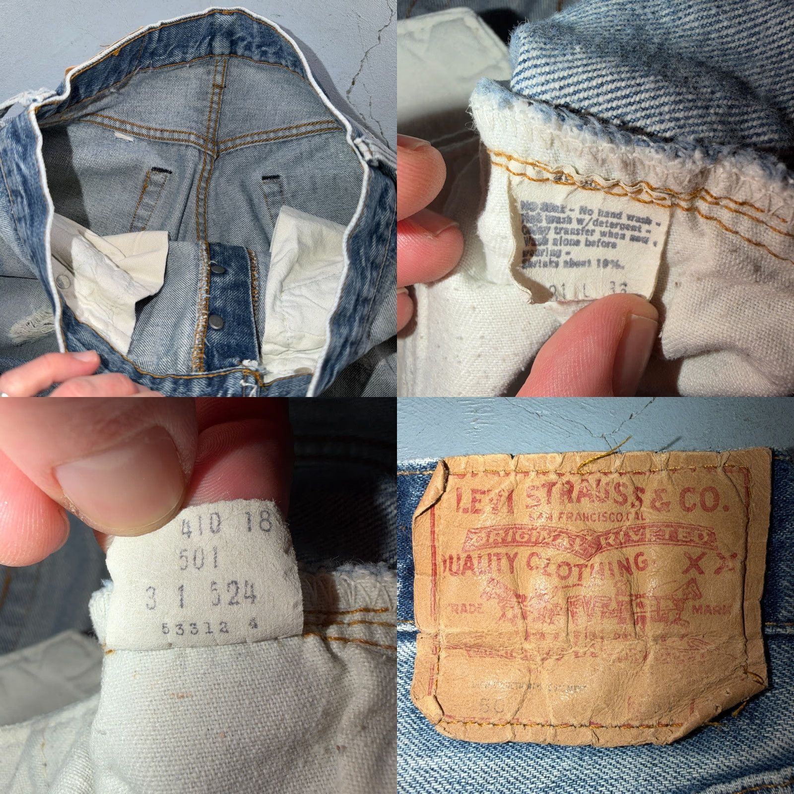 Levi's VINTAGE Levi's 501 Jeans Men Regular 31 Light Wash Blue 80s USA Distressed 5-Pocket Straight Denim 36in Inseam Button Closure Size US 31 - 10 Thumbnail