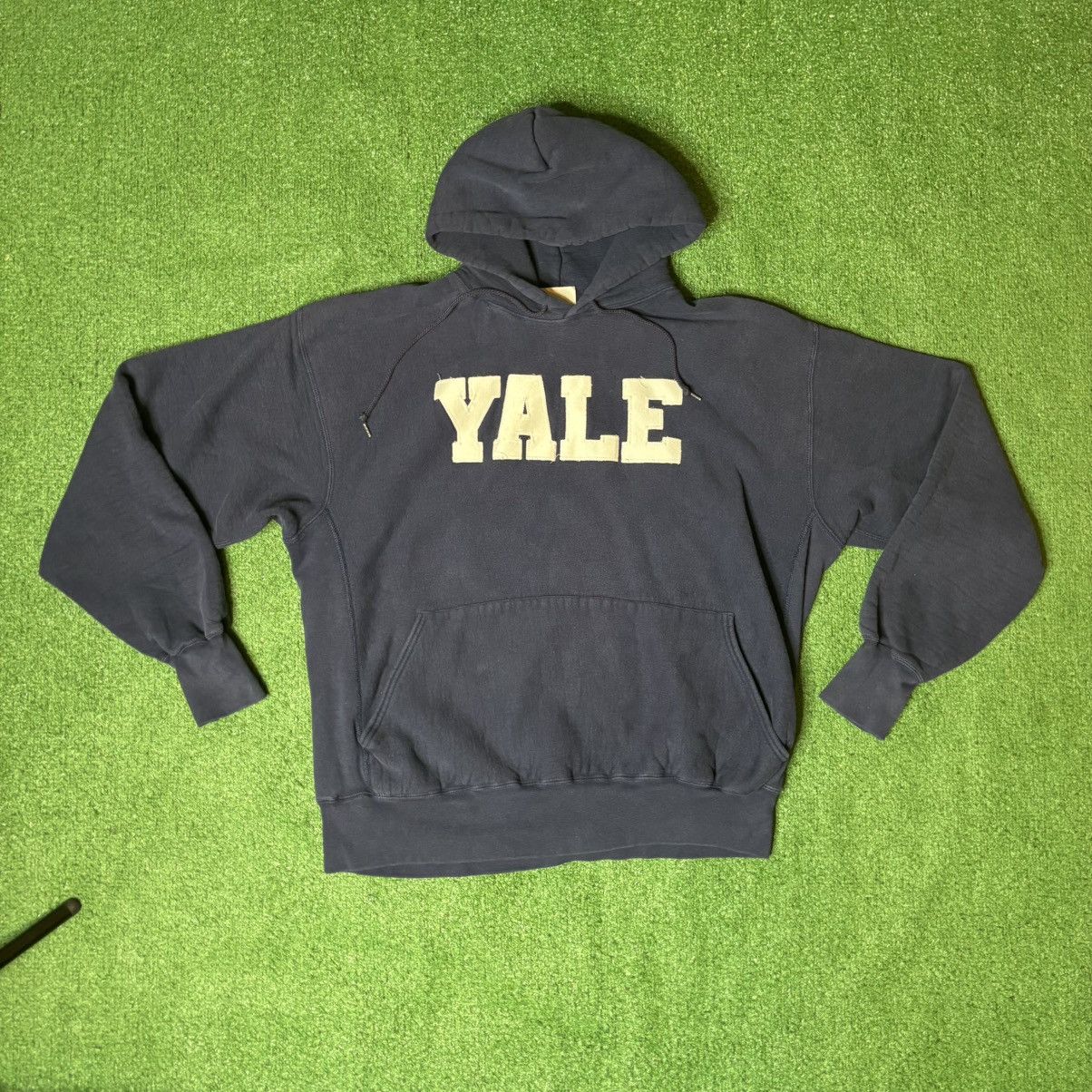 Vintage 90s Yale Lee Cross Grain Heavyweight Navy Hoodie