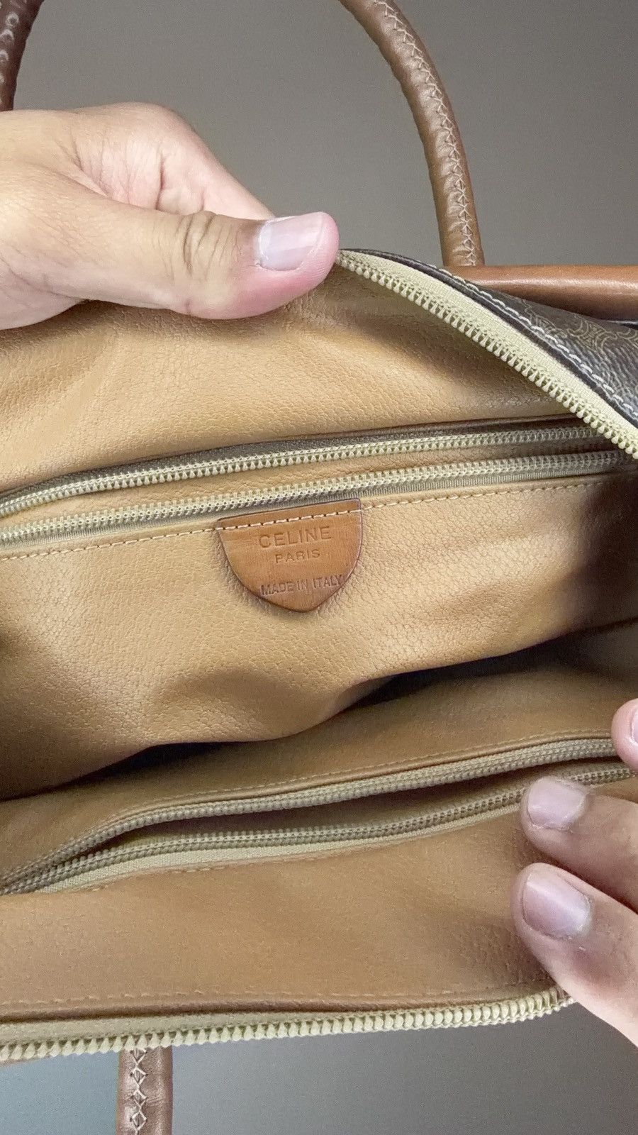 Celine Céline Celine Macadam Handbag Macadam with leather Brown Size ONE SIZE - 5 Thumbnail