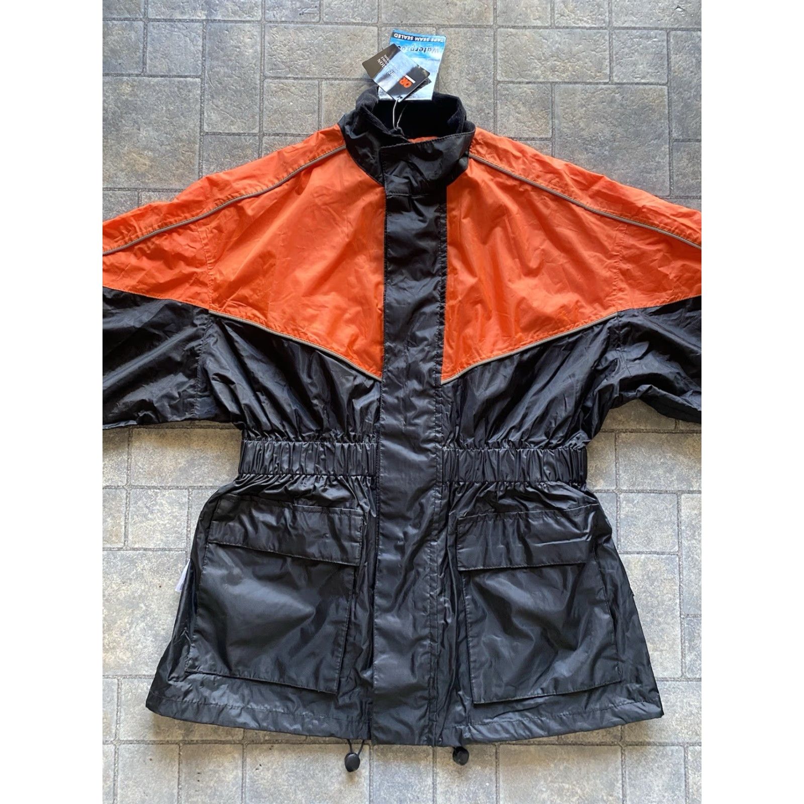 Vintage VINTAGE Jafrum MEDIUM Women's Reflective Waterproof Jacket Black/Orange NEW WITH TAGS Size M / US 6-8 / IT 42-44 - 2 Thumbnail