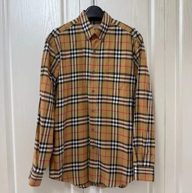 Burberry Burberry Men's Long Sleeve Cotton Check Shirt Size US M / EU 48-50 / 2 - 1 Thumbnail