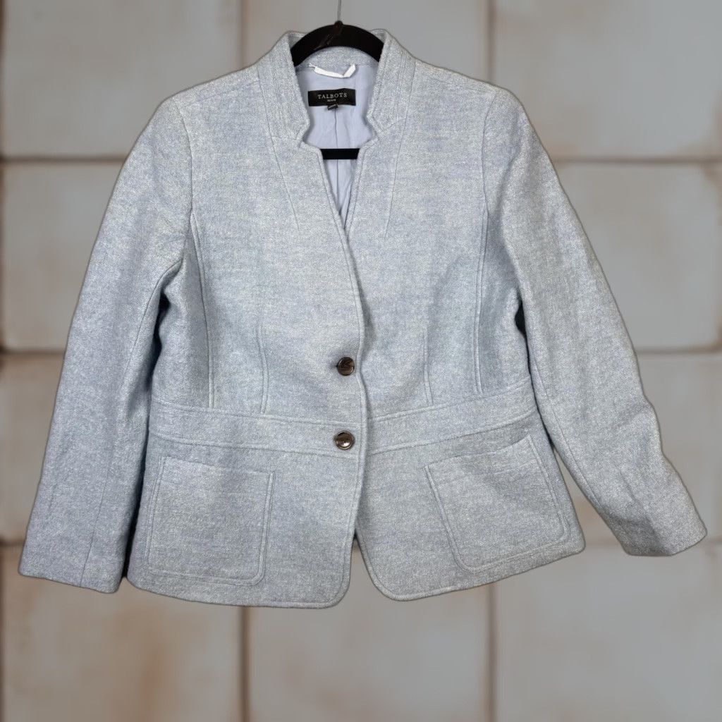 Talbots Talbots Blazer Jacket Womens 12P Wool Viscose Blue Gray Buttoned Petite 12P Women’s NWOT Size XL / US 12-14 / IT 48-50 - 1 Thumbnail
