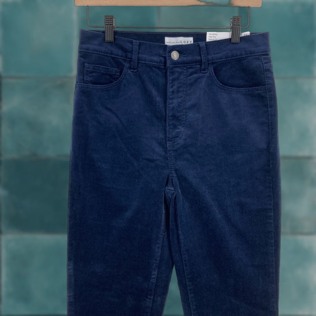 Ann Taylor Ann Taylor LOFT Corduroy Pants Women's 26 Skinny Blue High Rise Stretch Fabric Casual Chino Pants Womens Size 28" / US 6 / IT 42 - 1 Thumbnail
