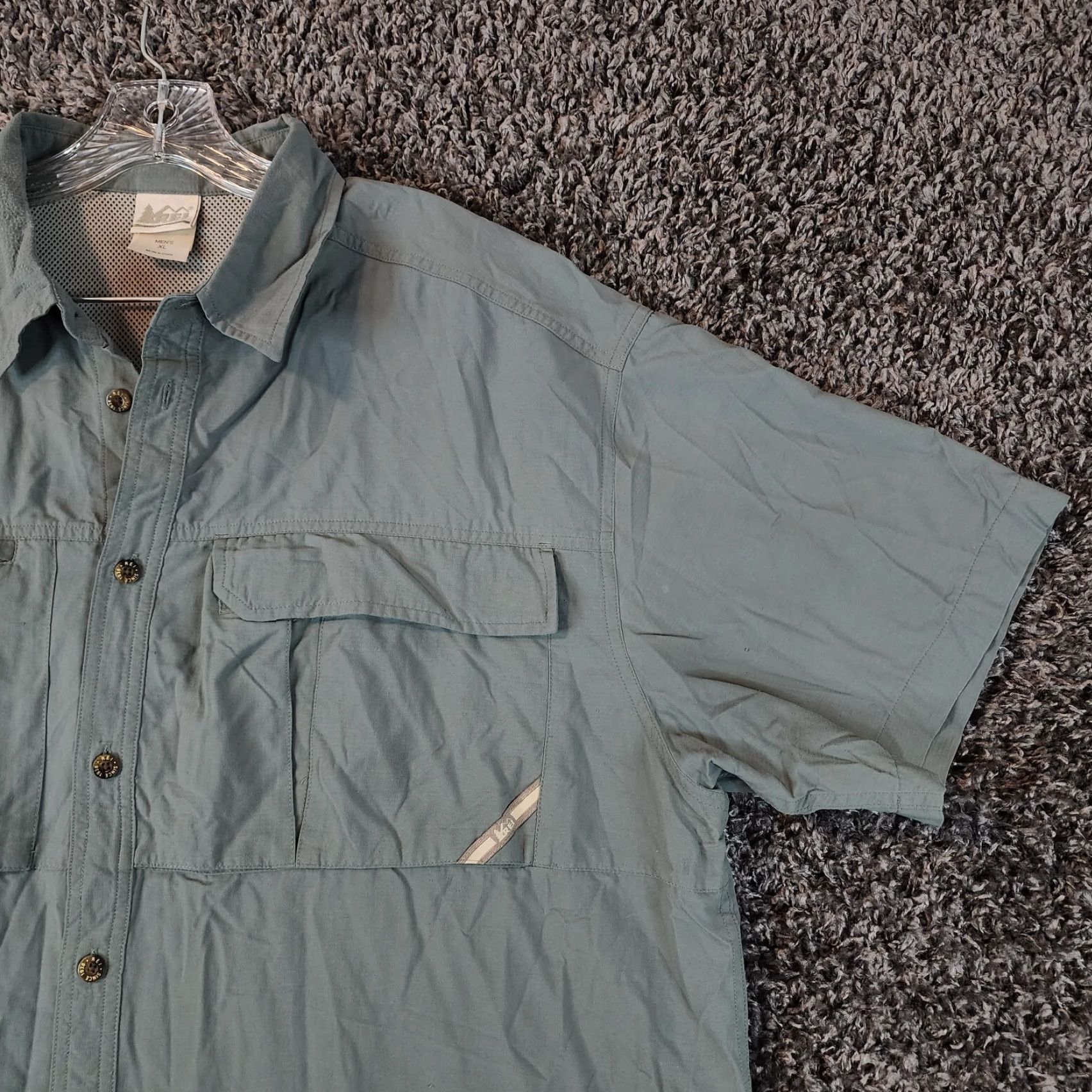 Vintage REI Outdoor Short Sleeve Button-Up Shirt XL Blue Mens with Pockets Size US 36 / EU 52 - 3 Thumbnail