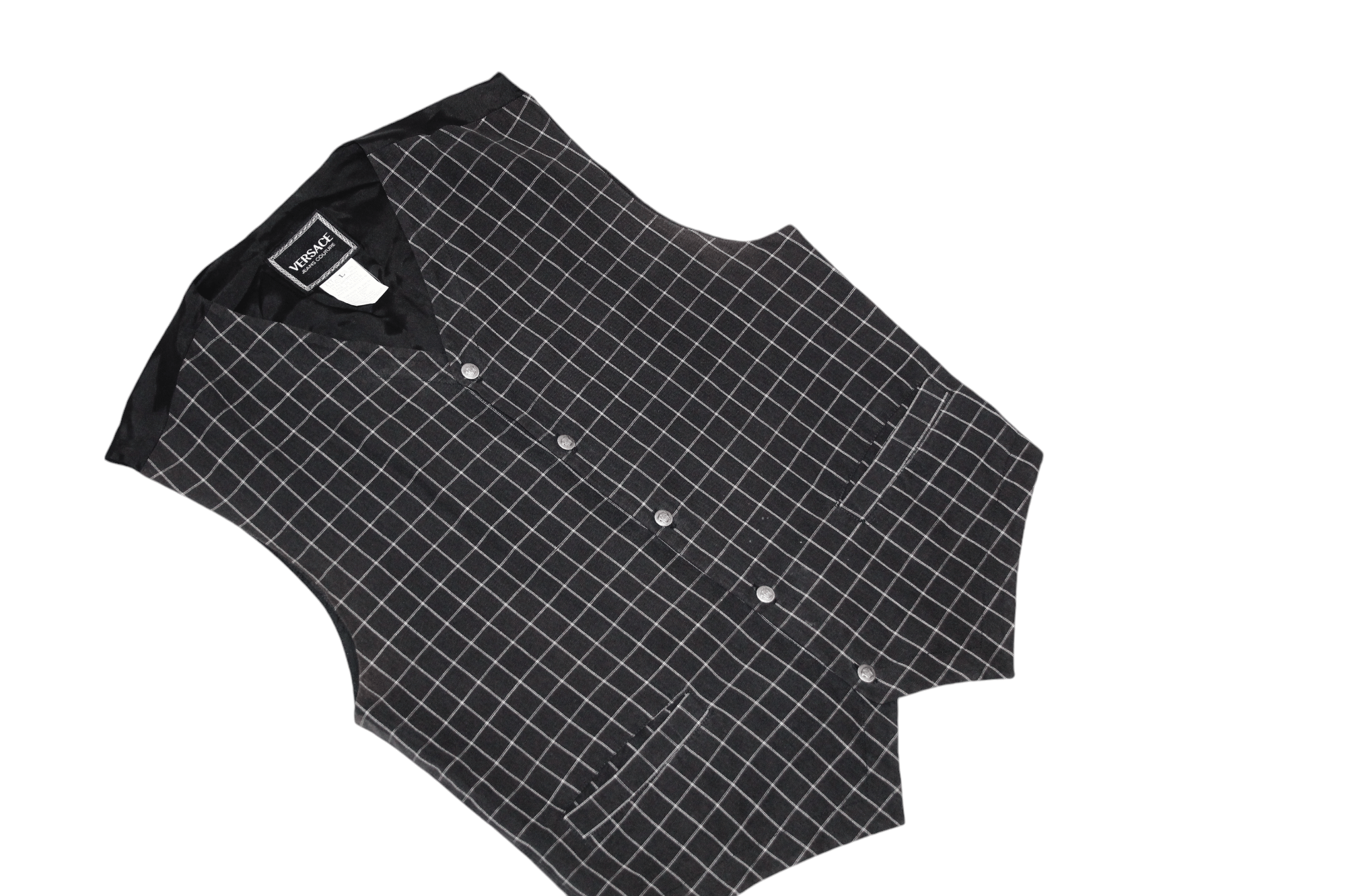 Versace Versace Jeans Couture linen cotton windowpane waistcoat Size US L / EU 52-54 / 3 - 4 Thumbnail