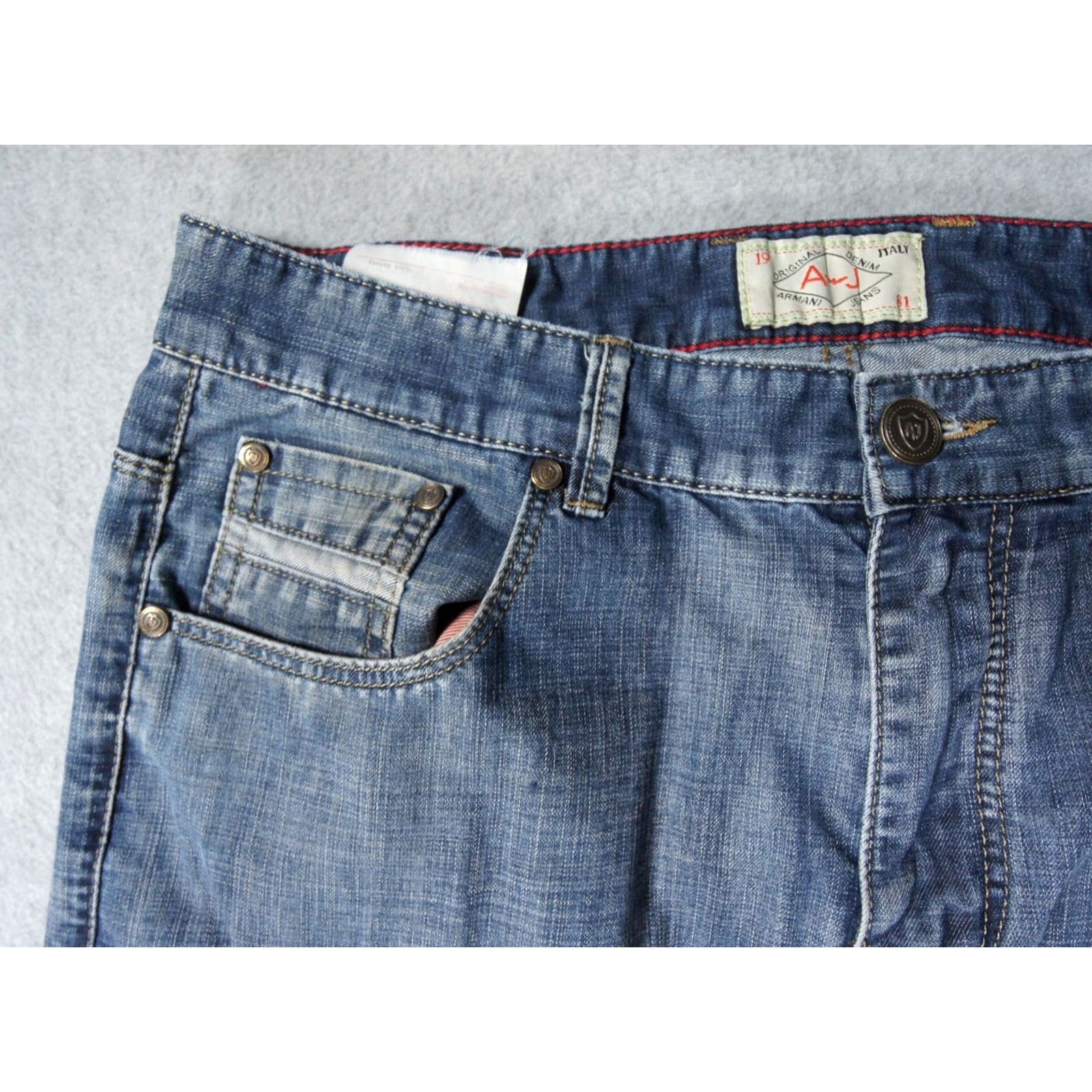 Vintage Armani Jeans Mens 36 Blue Denim Pants Straight Leg Italy Luxury Casual 35x27 Jeans, Regular, Cotton, Denim, 27 Inseam, Blue, Logo, Vintage No, Mens Size US 36 / EU 52 - 4 Thumbnail