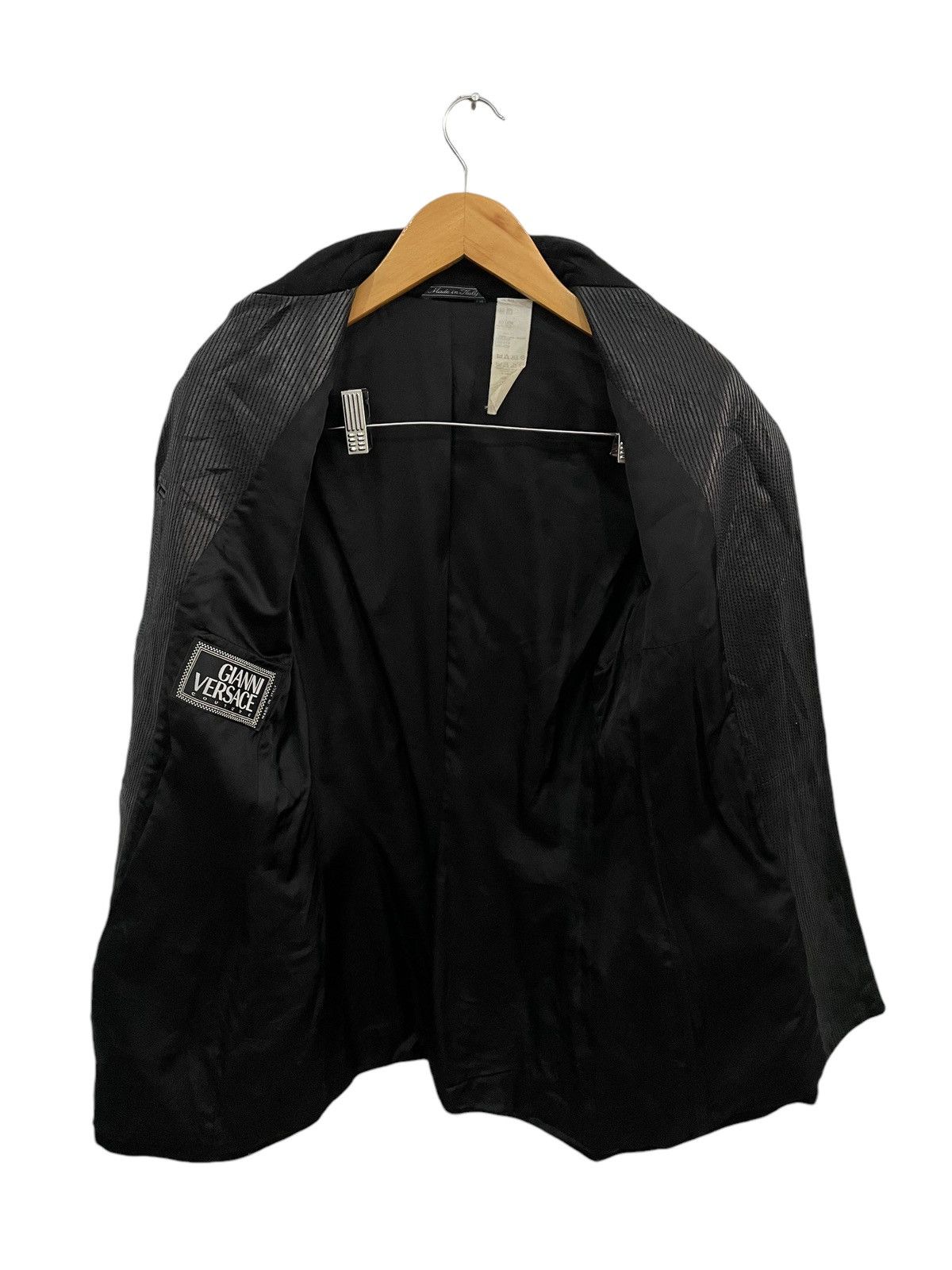 Versace GIANNI VERSACE BLACK WOOL LEATHER TRIM OUTERWEAR JACKET Size US S / EU 44-46 / 1 - 2 Thumbnail