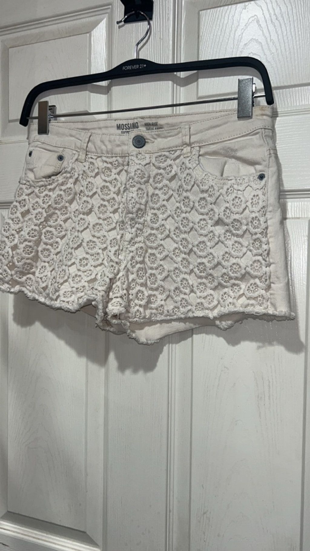 Other Juniors Mossimo Supply Co. Beige Crochet Jean Shorts Size 15 Size 31" - 2 Thumbnail