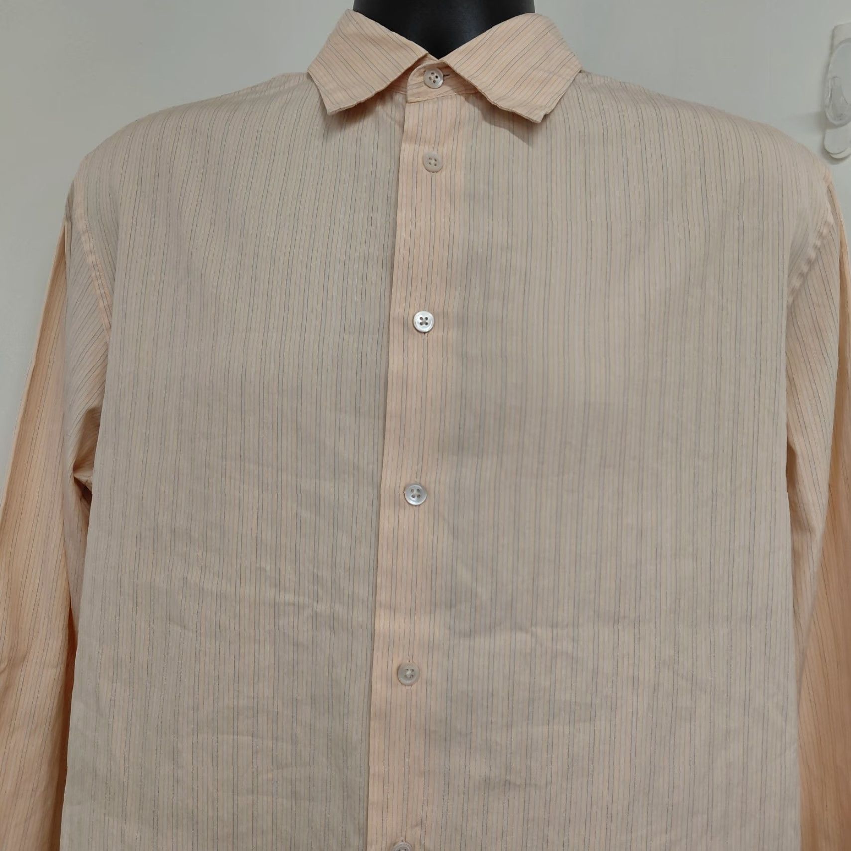John Varvatos John Varvatos Shirt Men's Large Peach Striped Button Up Long Sleeve Casual Shirt Size US L / EU 52-54 / 3 - 4 Thumbnail