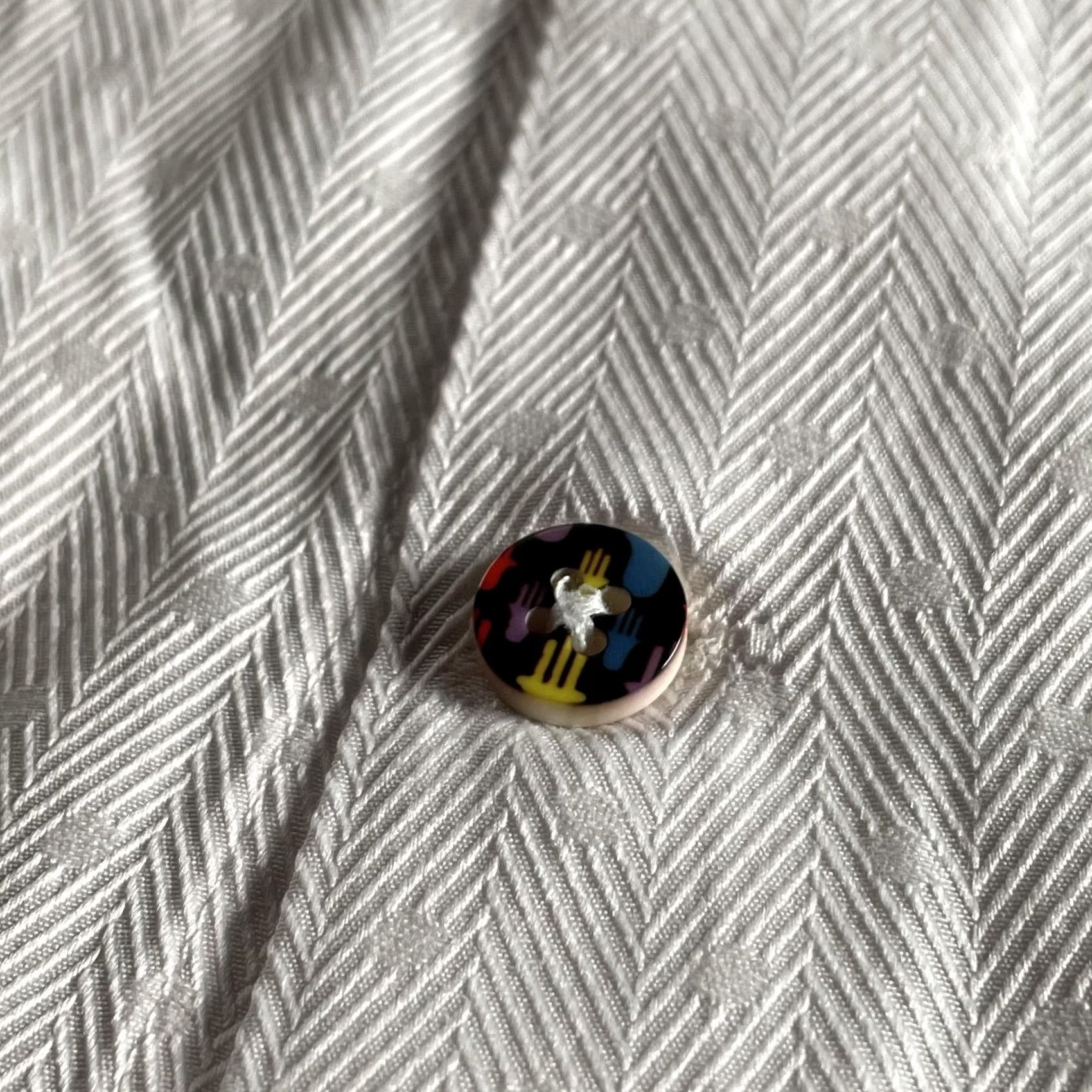 Vintage VINCENT BLACK Dress Shirt Mens M White Herringbone Dot Contrast Long Sleeve Size 40R - 6 Thumbnail
