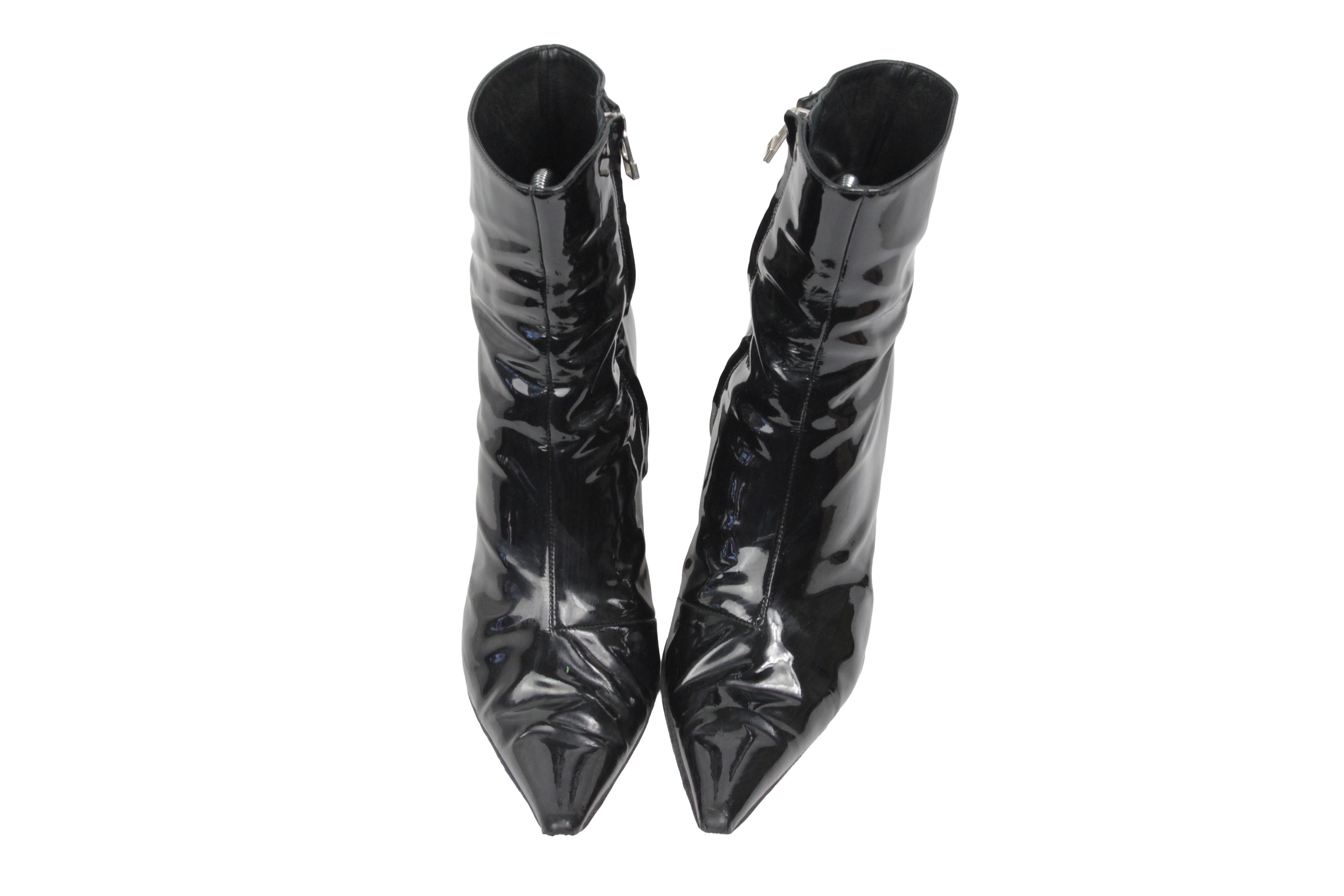 Misbhv Slicer Distressed Point Toe Patent Vinyl Ankle Boots Size US 9 / IT 39 - 9 Thumbnail