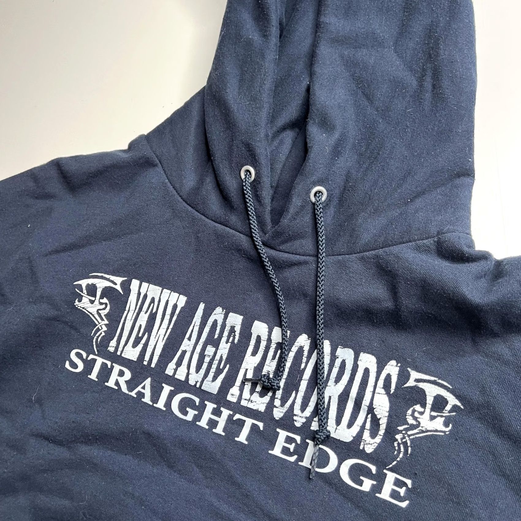 Champion Champion Hoodie Mens 3XL Blue Fleece New Age Records Straight Edge Punk Rock Graphic Print Front Kangaroo Pocket Cuffed Crew Neck Pullover Size US XXL / EU 58 / 5 - 2 Thumbnail