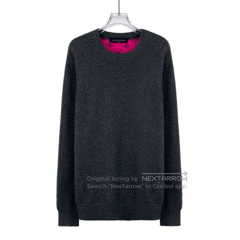 Louis Vuitton Louis Vuitton Dark grey back logo full print cashmere crew Size US XL / EU 56 / 4 - 1 Thumbnail