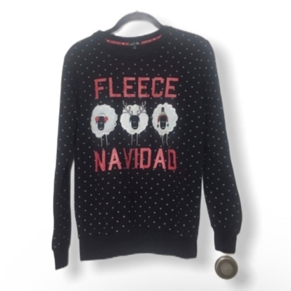 Other Cozy Zoe Black “Fleece Navidad” Christmas Sweater Size XS Ho Size XS / US 0-2 / IT 36-38 - 2 Thumbnail